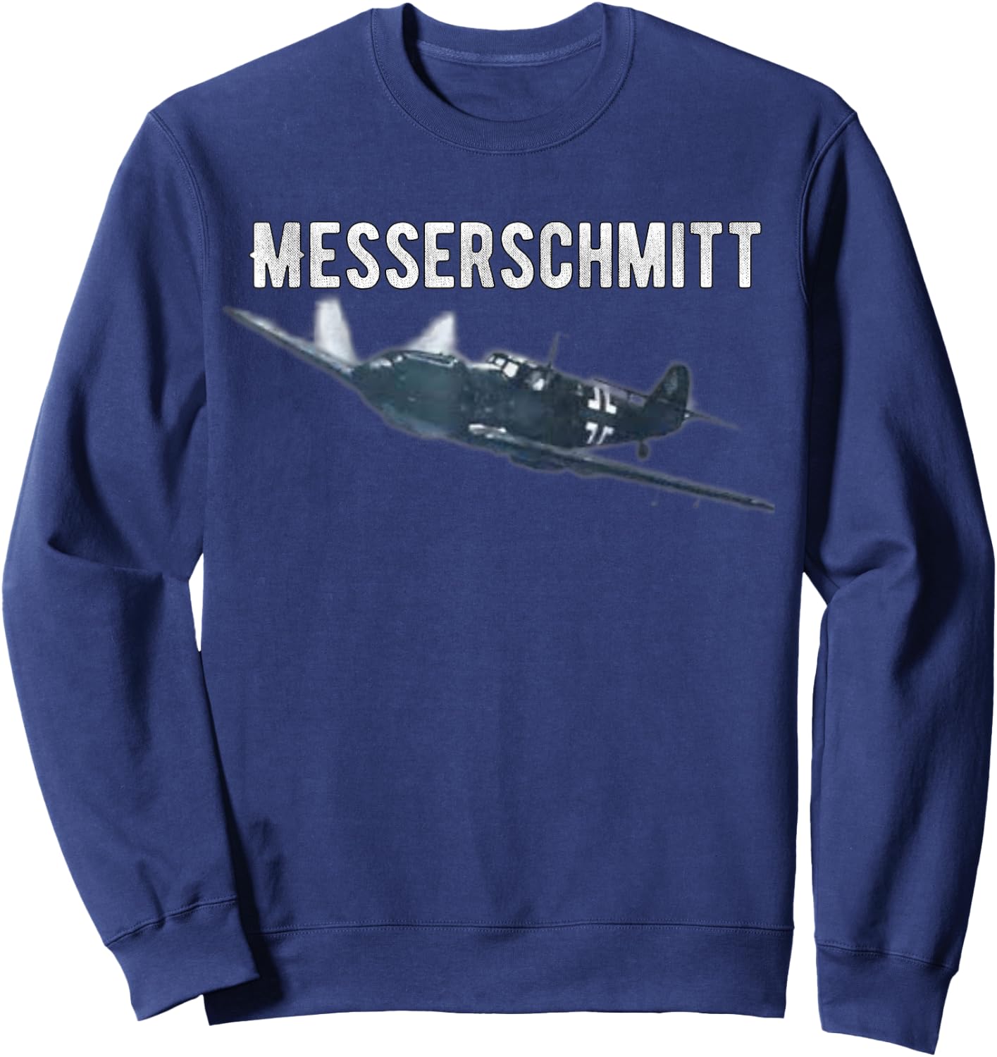 Shirt City Military Veteran Honor Wear WW2 Messerschmitt German Fighter Plane Commemorative Sweatshirt - Sweatshirt | Navy