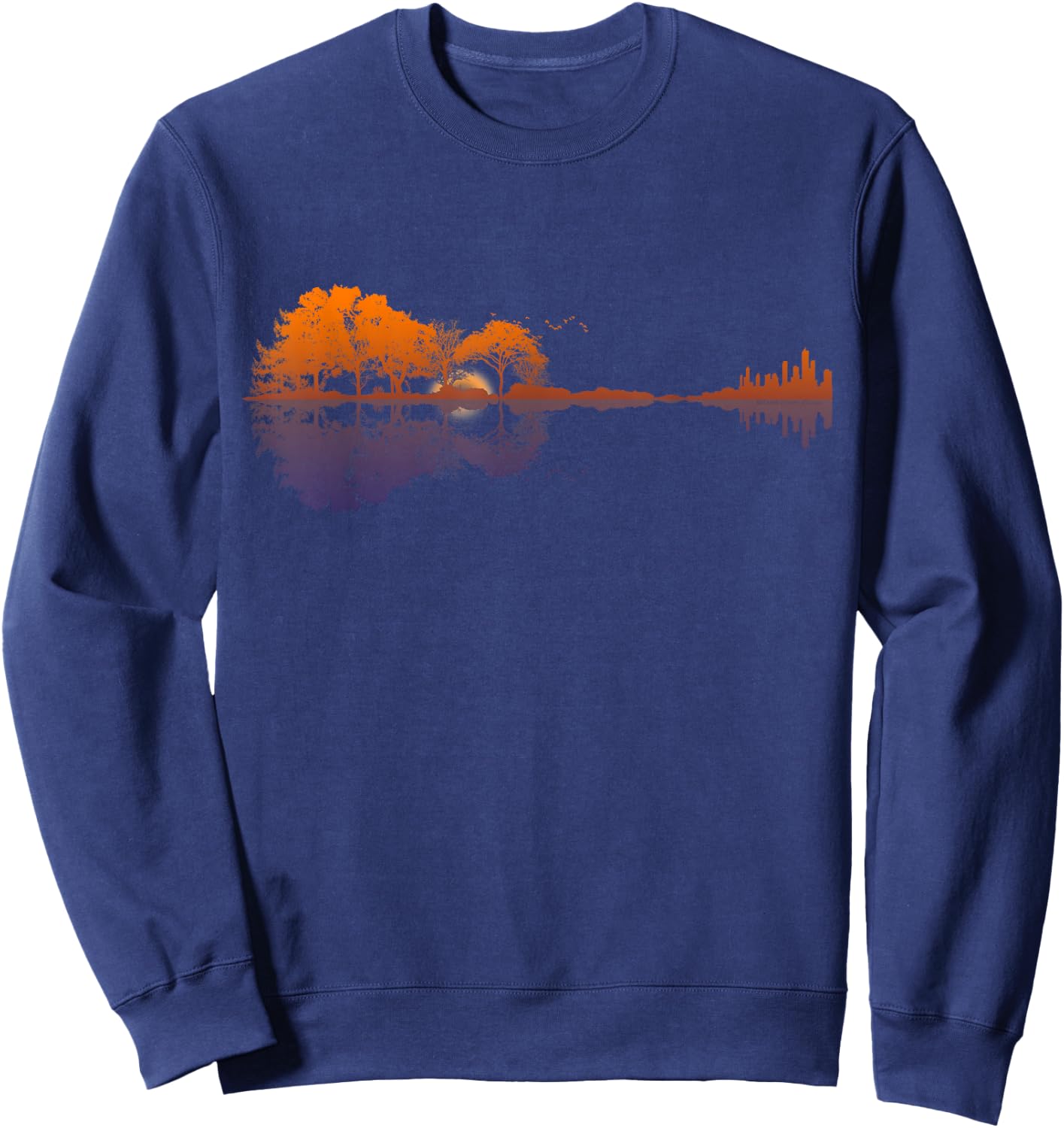 Guitar Lake Reflections Music and Guitar Lover Guitar Sweatshirt - Sweatshirt | Navy