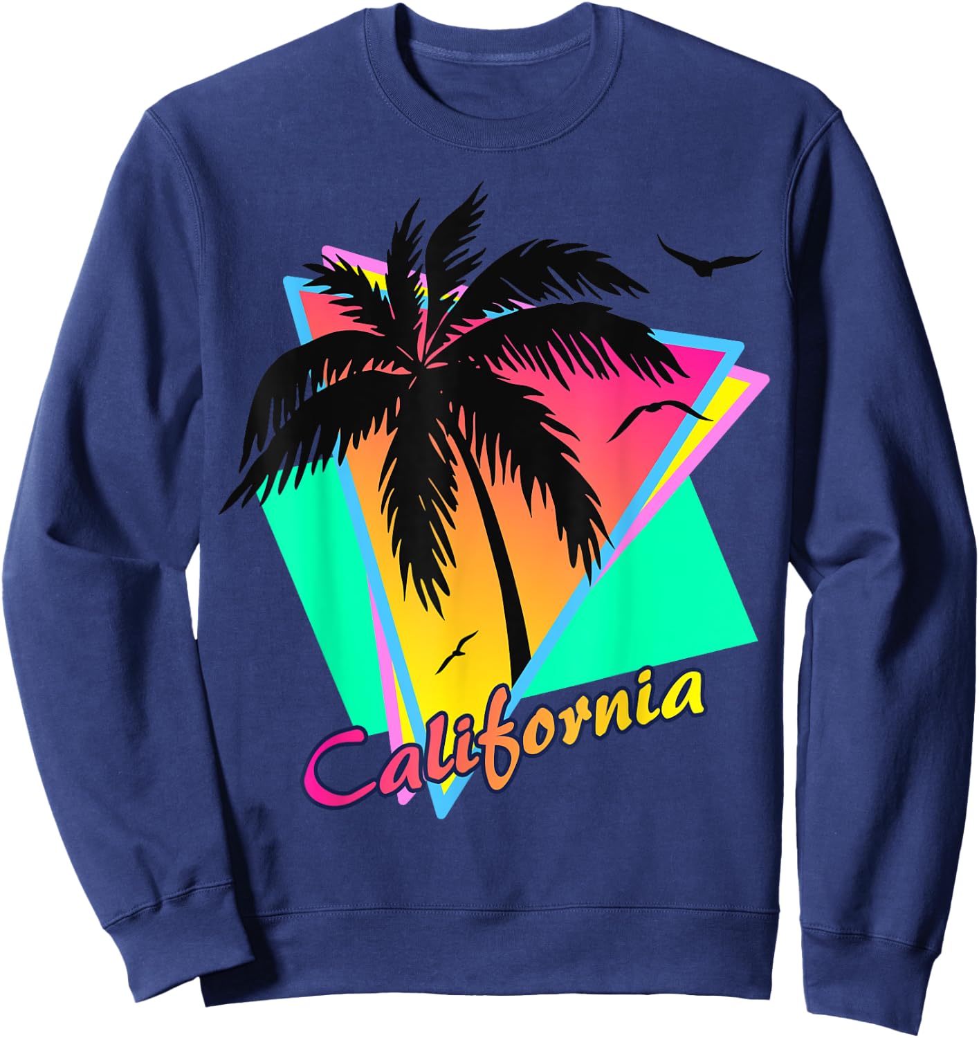 California 80s Summer Palm Trees 80s Beach Sunset Men Women Girls Kids Sweatshirt - Sweatshirt | Navy