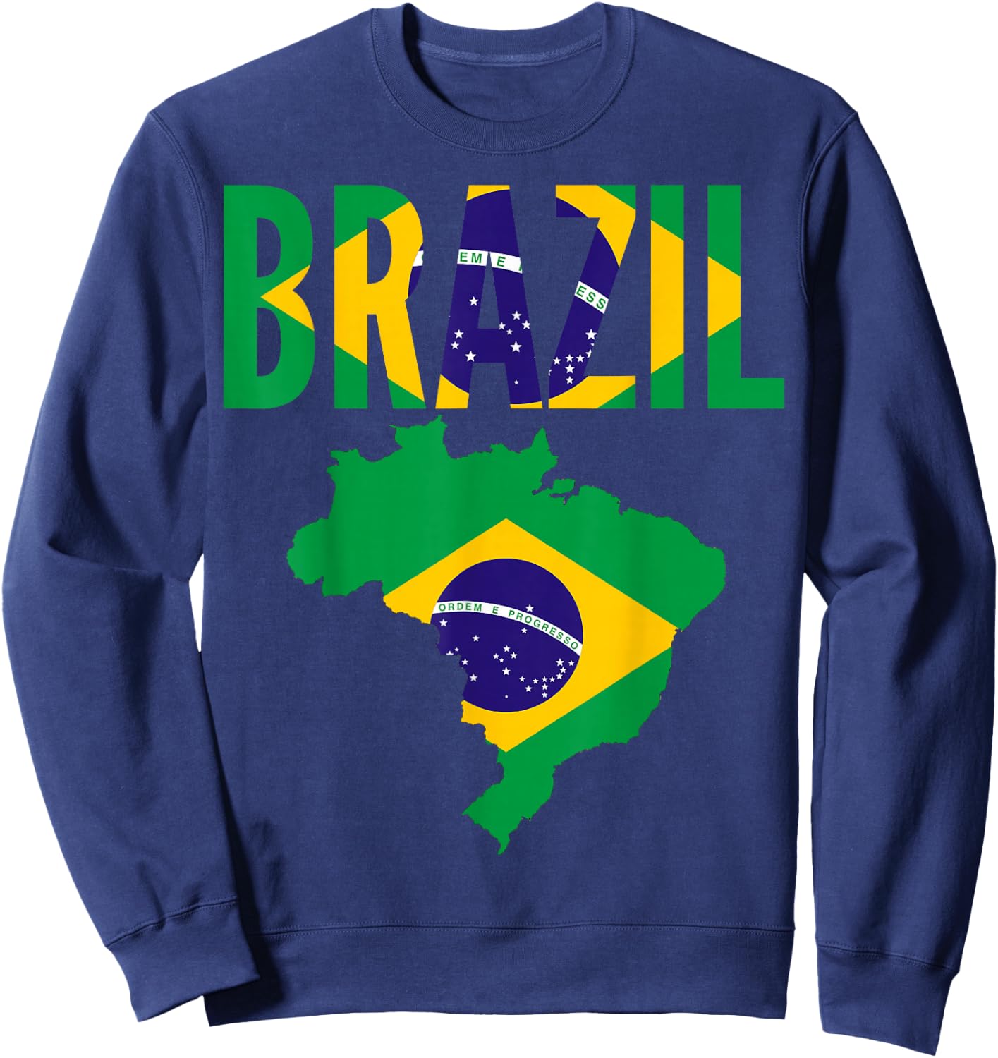 Brazilian - Brazil Country Map Flag Sweatshirt - Sweatshirt | Navy