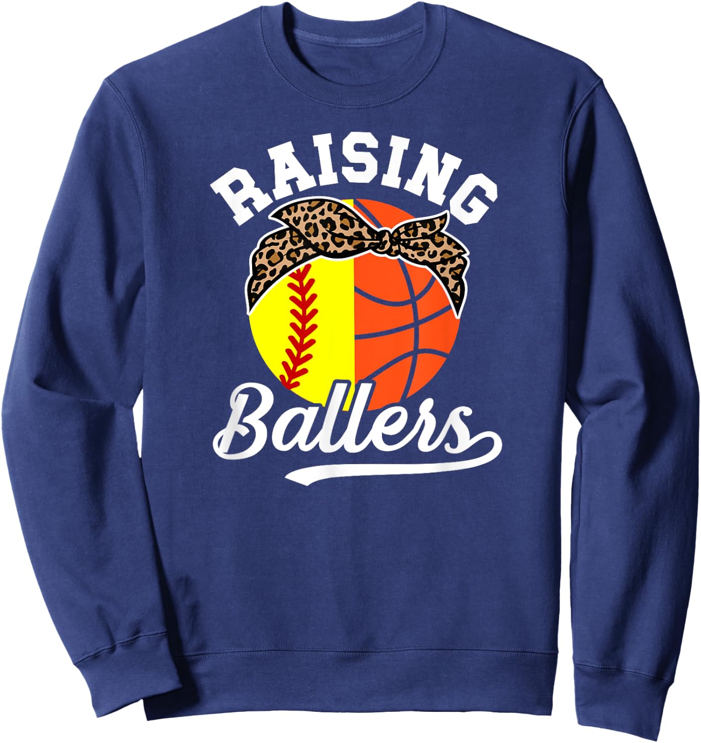 Raising Ballers Softball Basketball Mom Sweatshirt - Sweatshirt | Navy