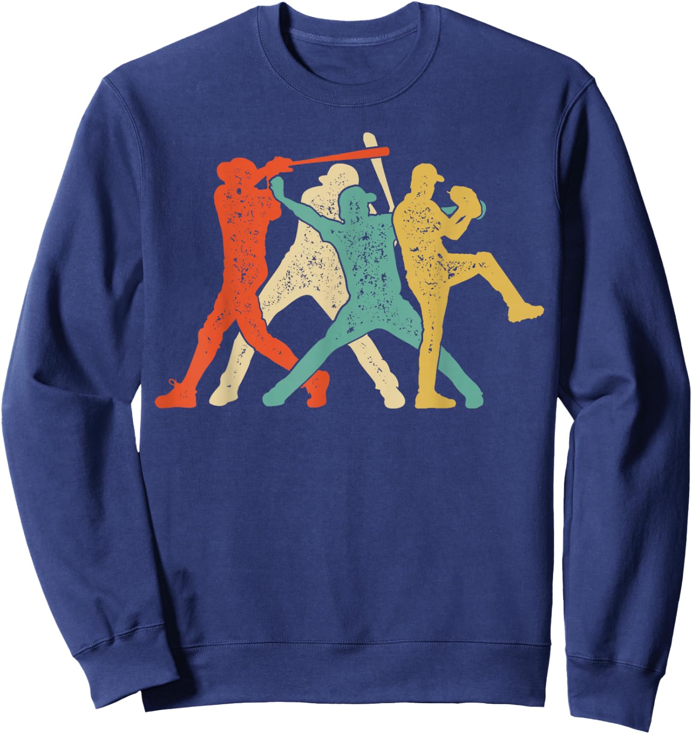 Baseball Retro Vintage Catcher Pitcher Batter Boys Men Sport Sweatshirt - Sweatshirt | Navy