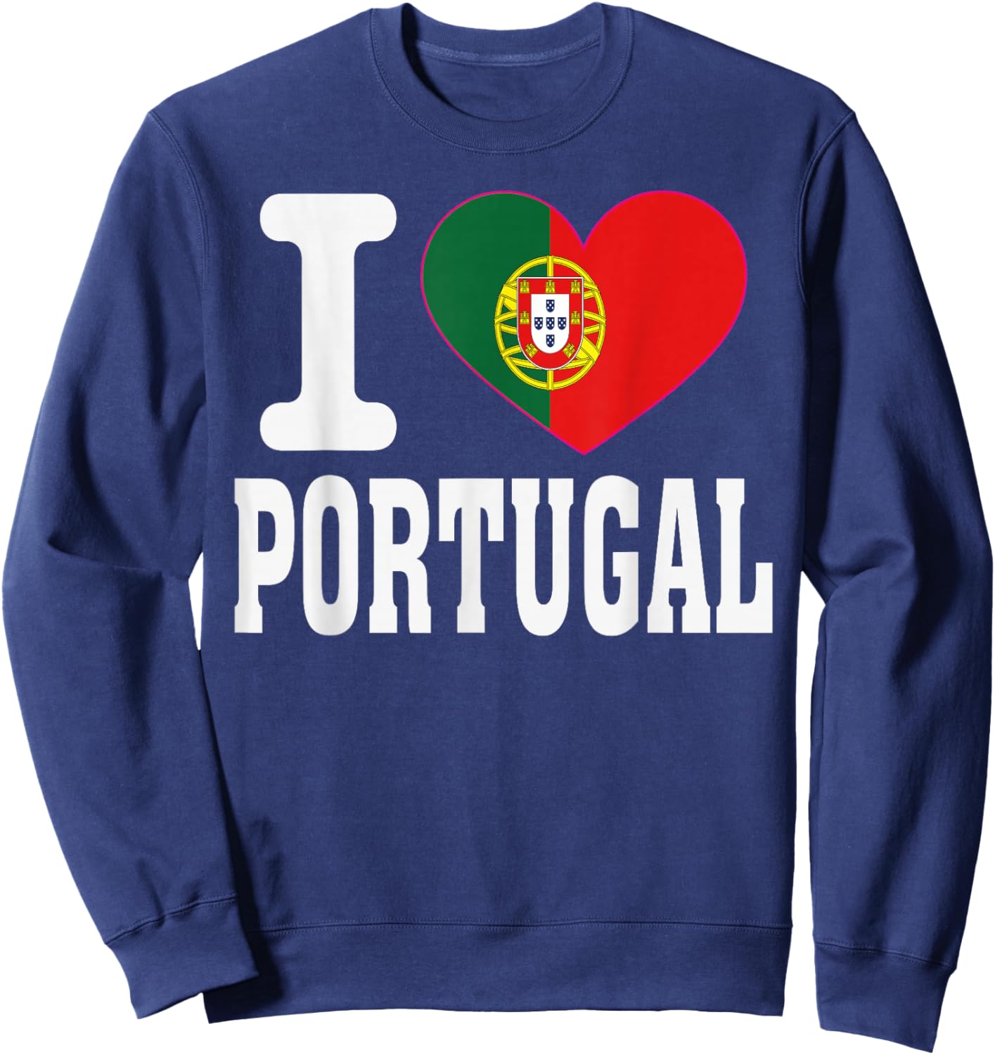 I Love Portugal Heart Souvenir Lovers Pride Travel Sweatshirt - Sweatshirt | Navy