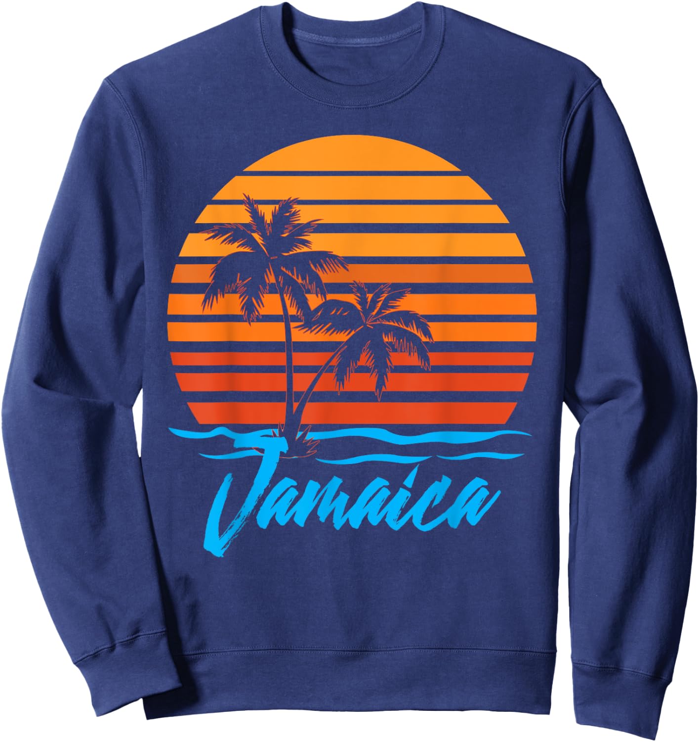 Jamaica Sunset Palm Trees Beach Vacation Tourist Gifts Men Women Kids Sweatshirt - Sweatshirt | Navy
