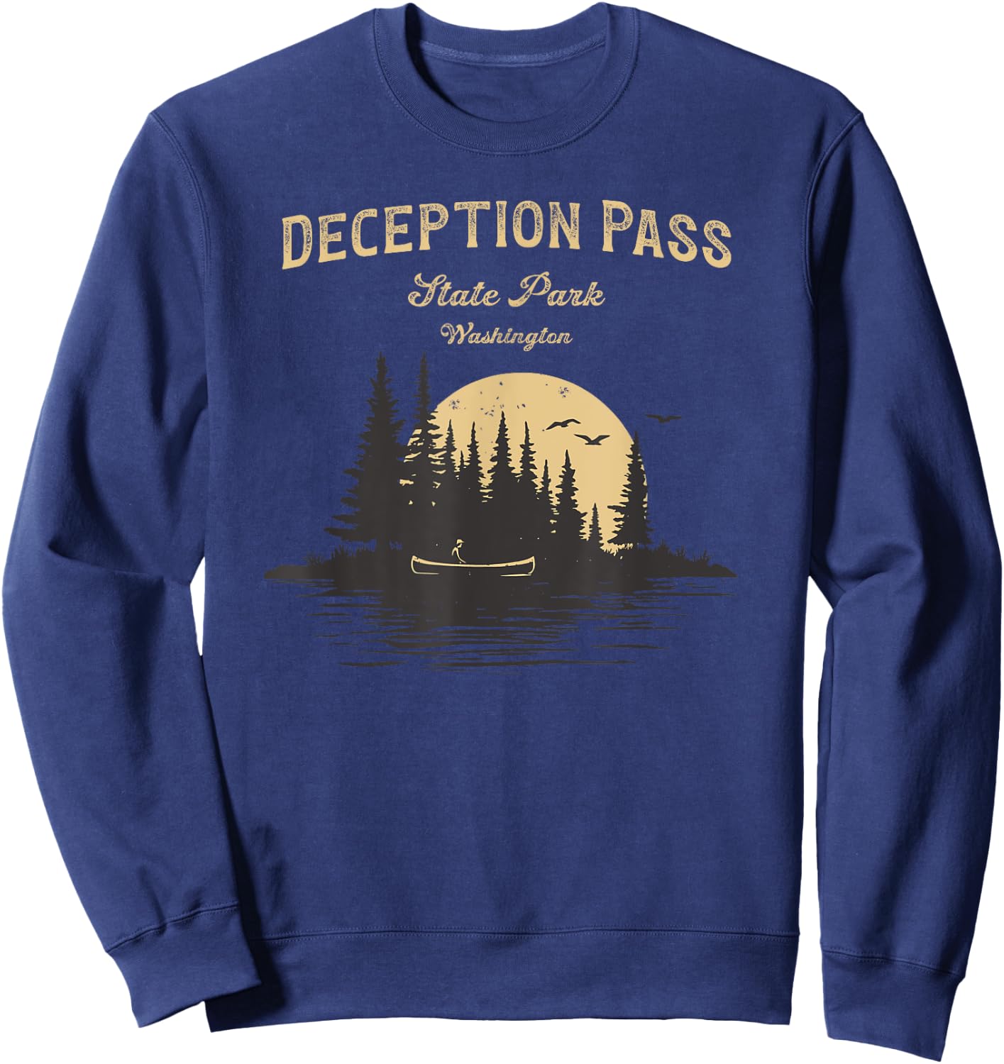Deception Pass State Park Washington Lake River Canoe Sweatshirt - Sweatshirt | Navy