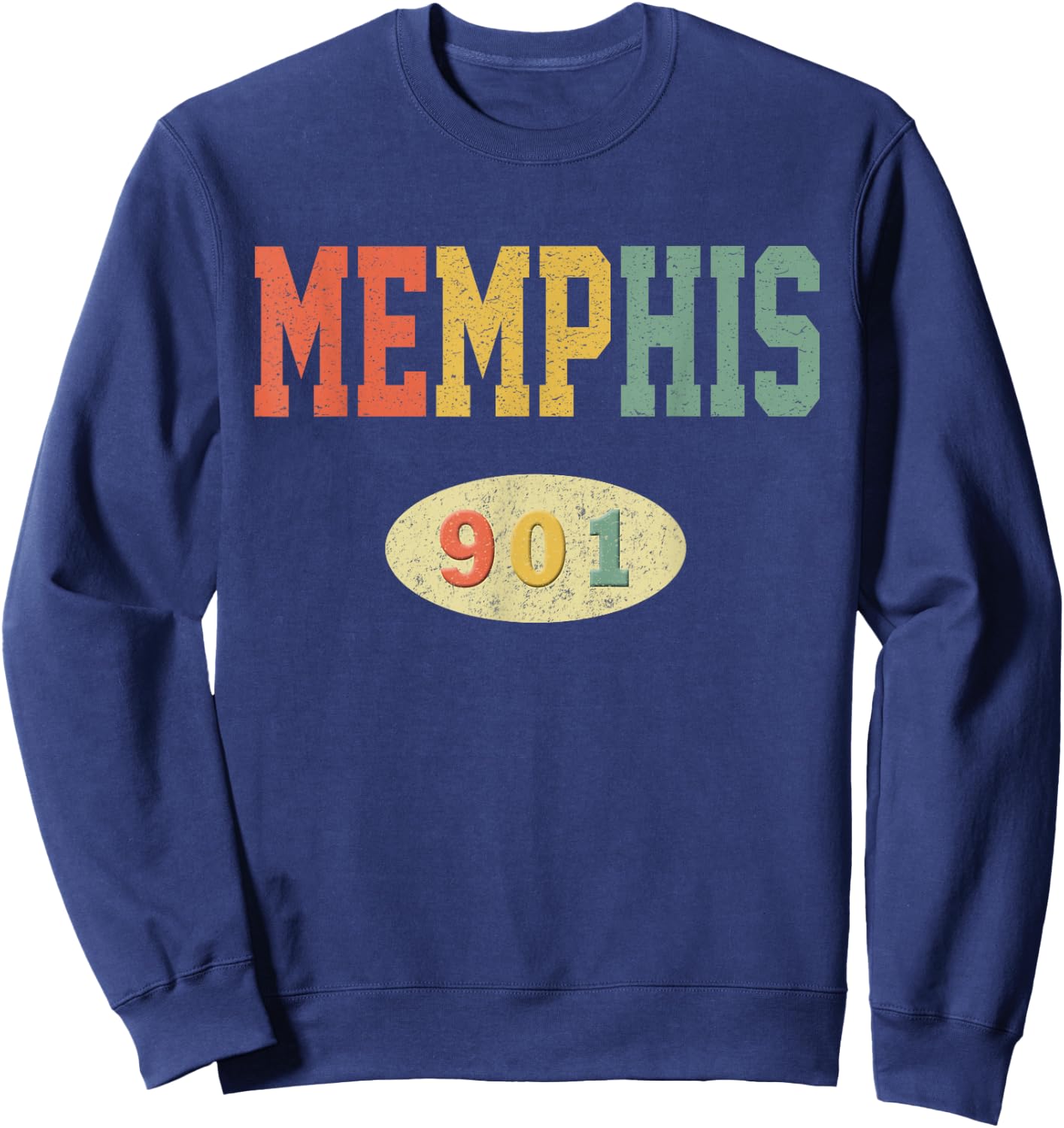 Vintage Memphis Shirt Area Code 901 Retro TN Sweatshirt - Sweatshirt | Navy