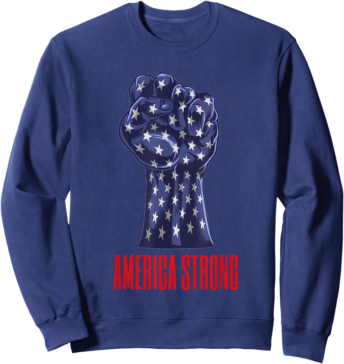 America Strong Fist Pump American Flag Old Glory Pride Kids Men Sweatshirt - Sweatshirt | Navy