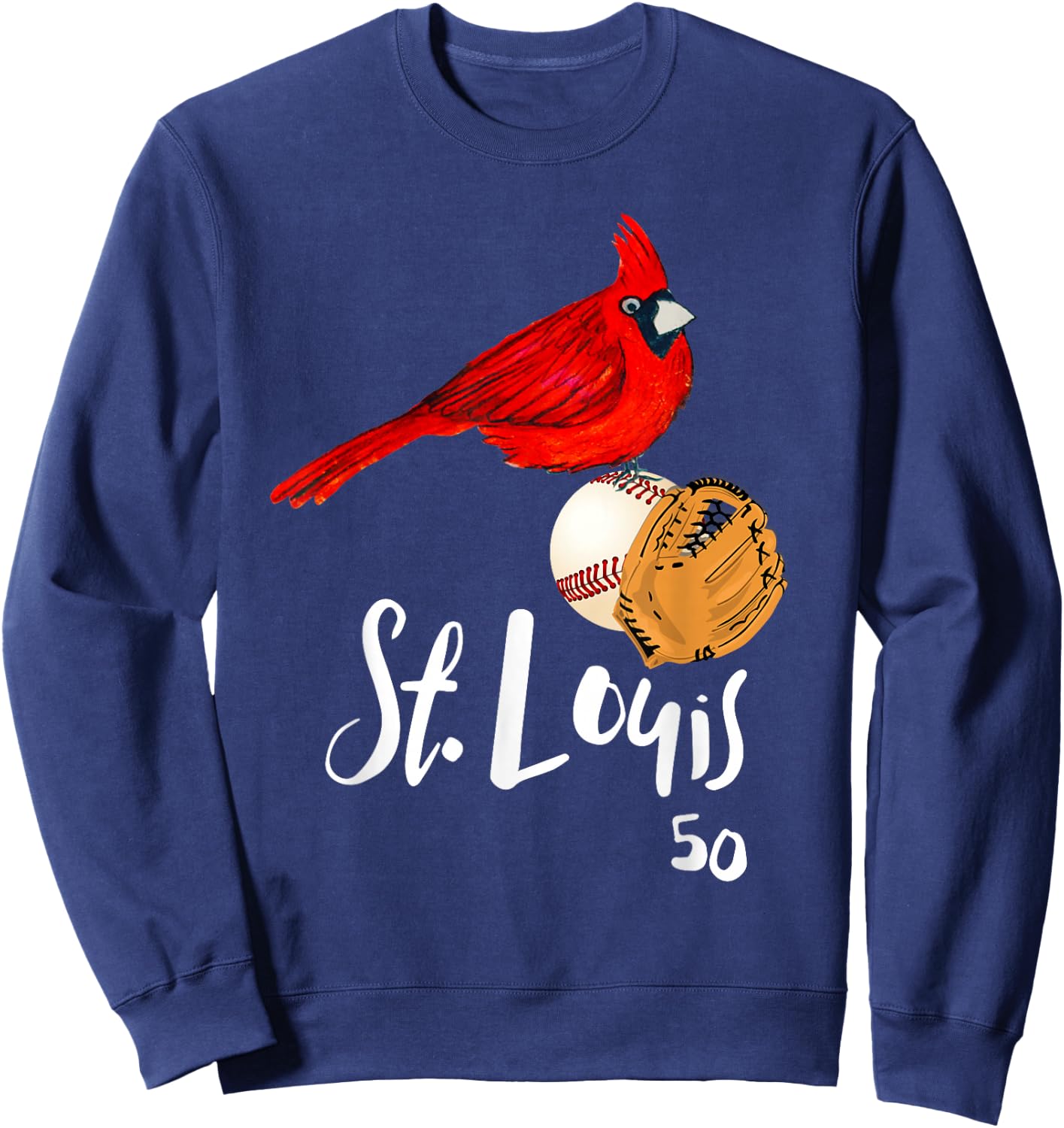 Saint Louis Red Cardinal Number 50 Baseball Art Sweatshirt - Sweatshirt | Navy