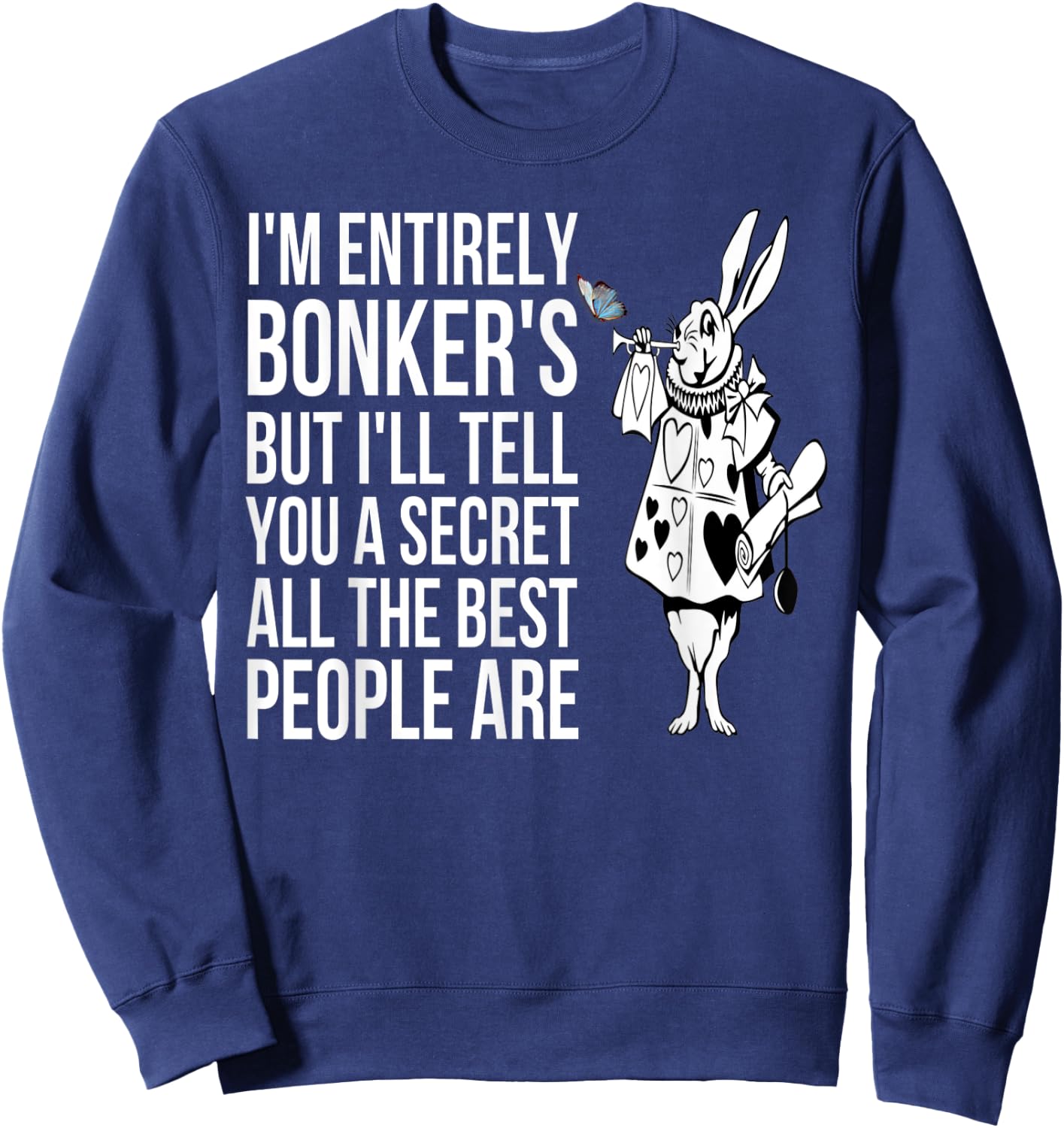 WHITE RABBIT Alice in Wonderland-Men Women Kids T Shirt Sweatshirt - Sweatshirt | Navy
