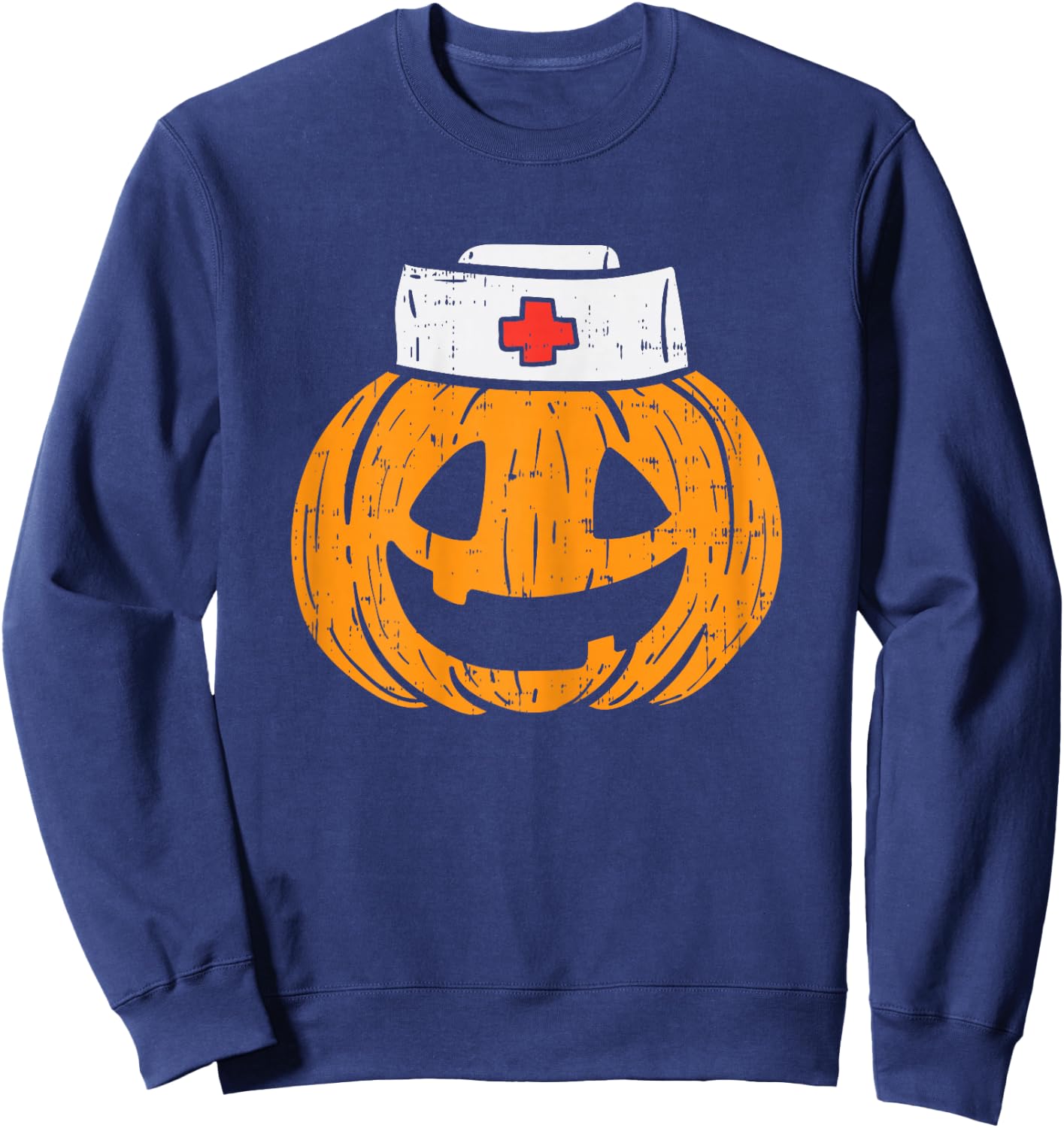 Pumpkin Nurse Funny Scary Halloween Costume RN CNA ICU Girls Sweatshirt - Sweatshirt | Navy