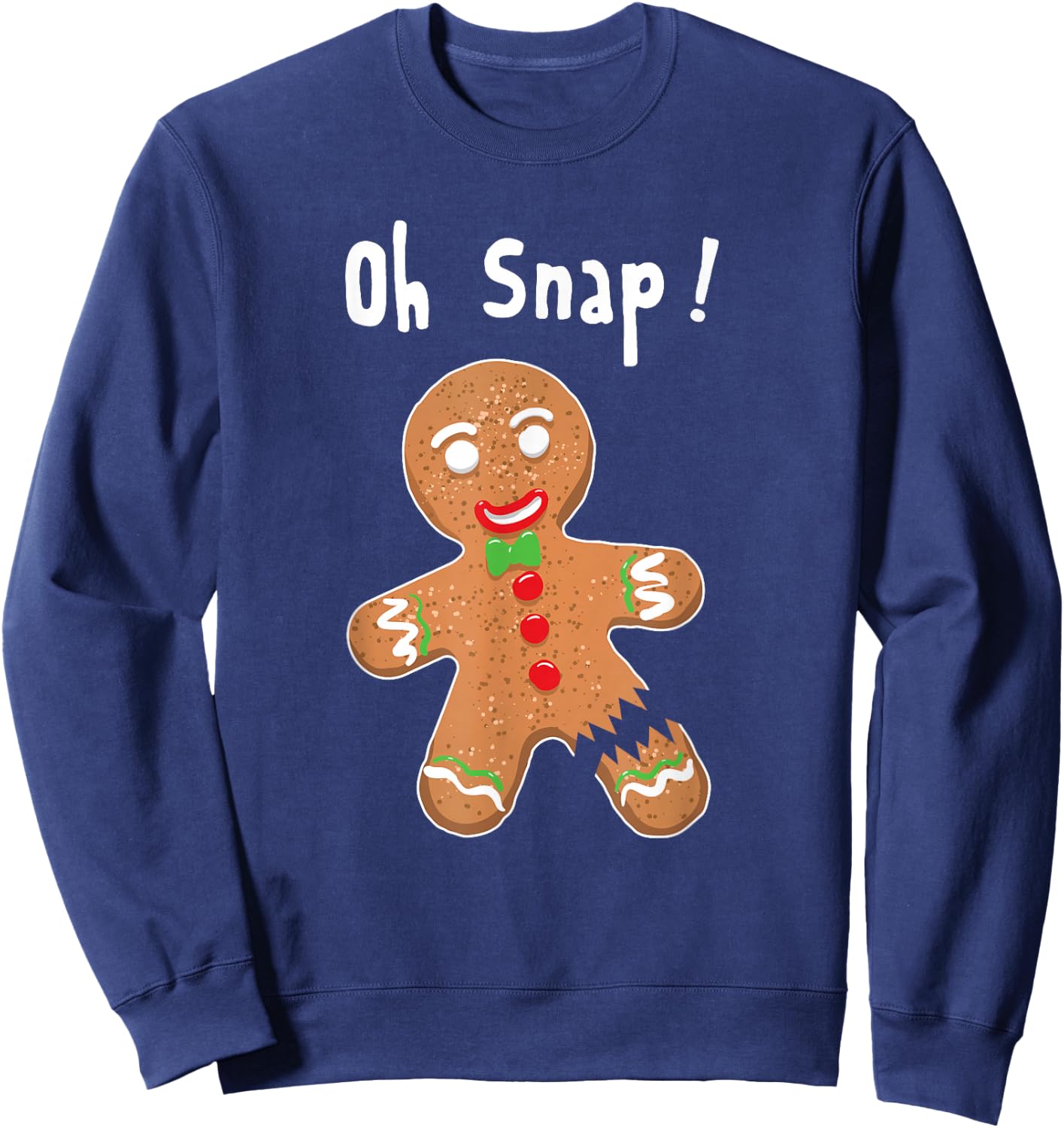 Gingerbread Man Oh Snap Christmas Cookie Costume Baking Team Short Sleeve Sweatshirt - Sweatshirt | Navy