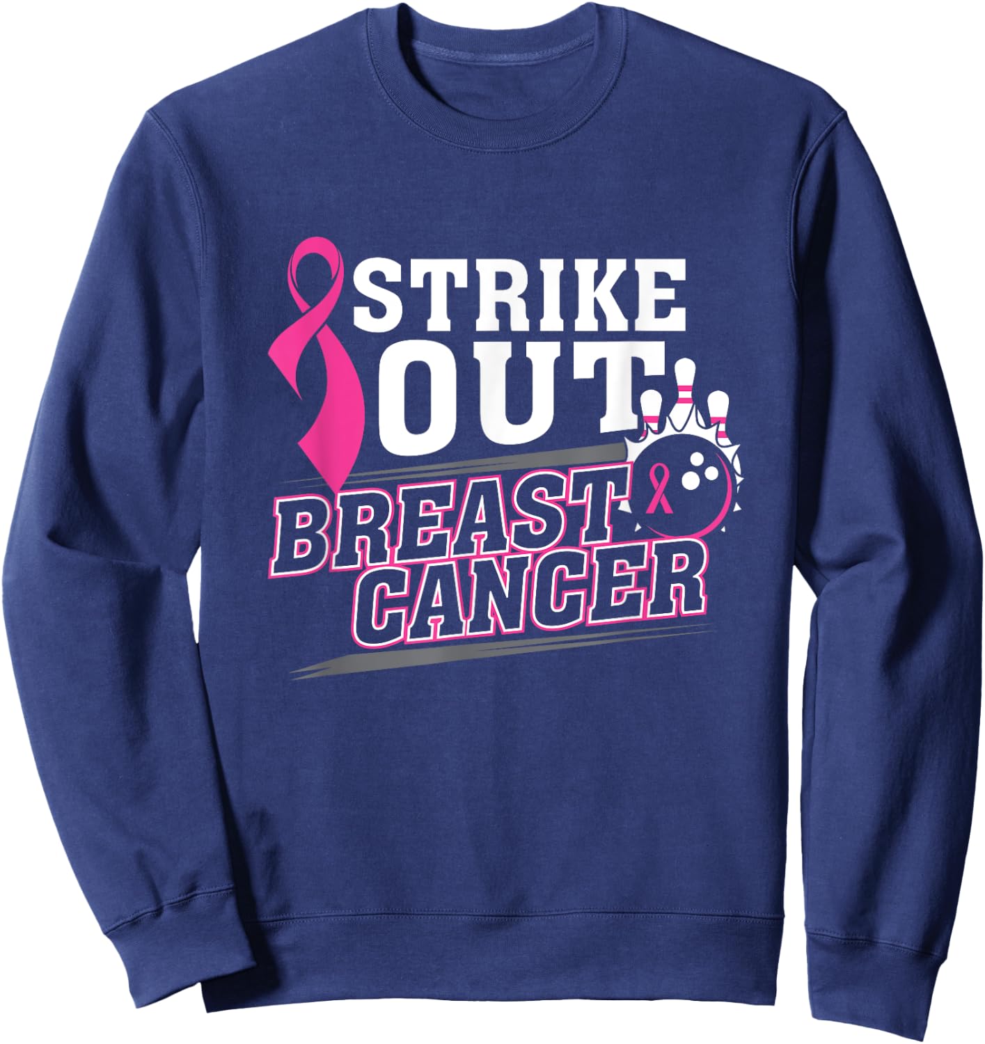 Breast Cancer Awareness Bowling Team Sweatshirt - Sweatshirt | Navy