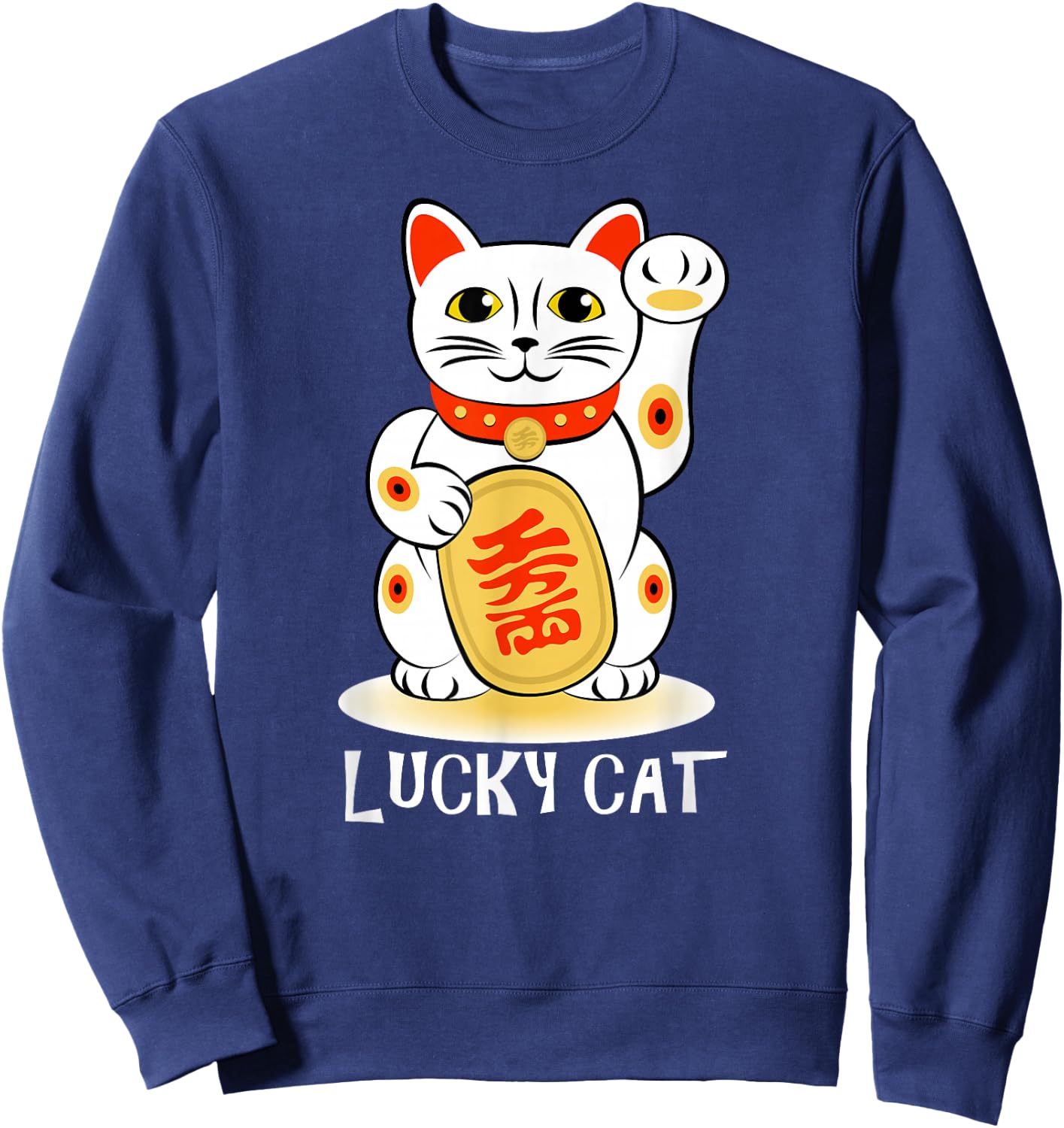 Lucky Cat t shirt; Maneki Neko t shirt; Cat t shirt; Sweatshirt - Sweatshirt | Navy