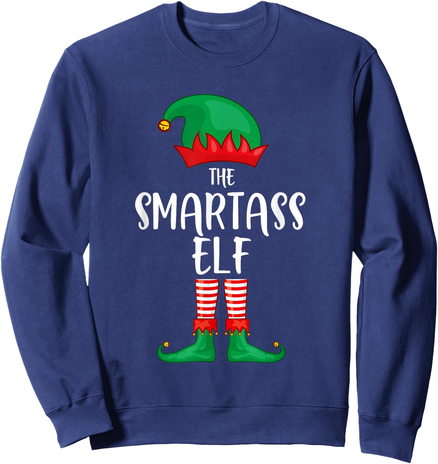 Smartass Elf Christmas Party Matching Family Group Pajama Sweatshirt - Sweatshirt | Navy