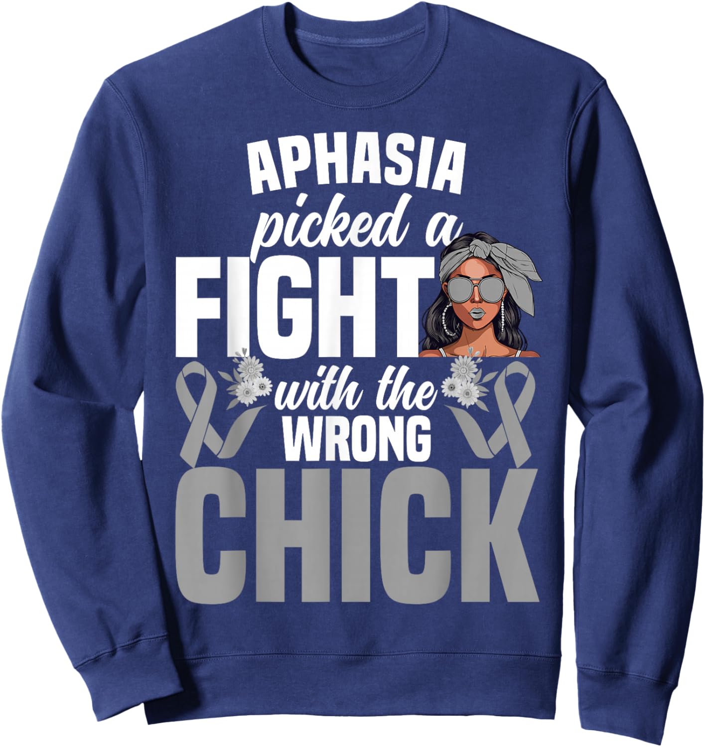Aphasia Awareness Women Girls Survivor Aphasia Sweatshirt - Sweatshirt | Navy