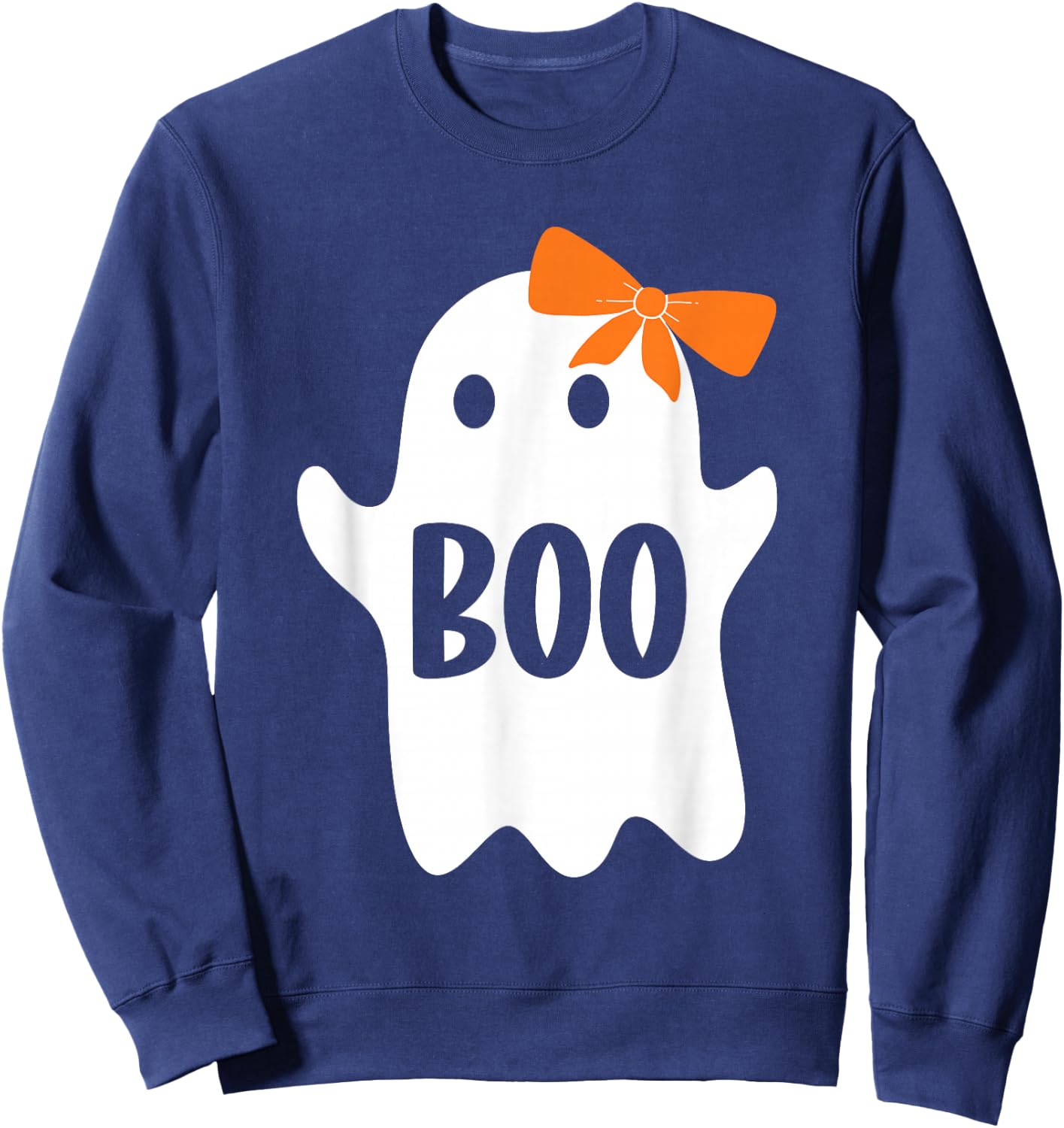 Cute Ghost with Bow, Boo Halloween Monster Kids Adults Sweatshirt - Sweatshirt | Navy