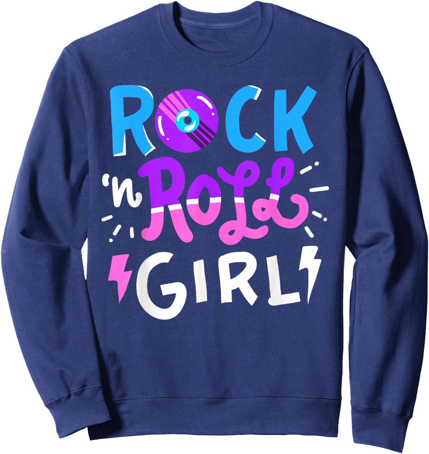 Rock N Roll Girl Music Sweatshirt - Sweatshirt | Navy