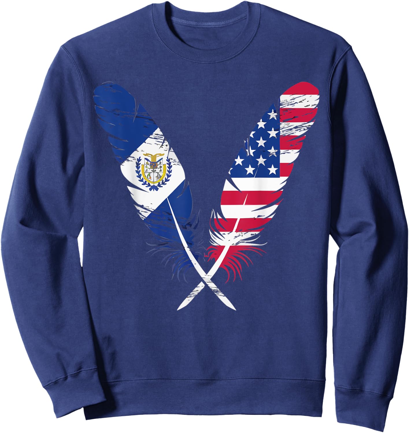 Half American Half Salvadorian USA Flag El Salvador America Sweatshirt - Sweatshirt | Navy