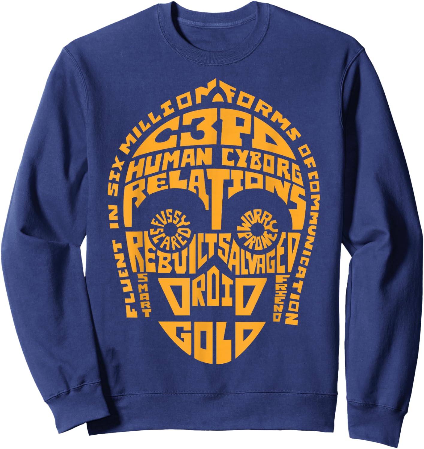 Star Wars C3PO Human Cyborg Word Relations Sweatshirt - Sweatshirt | Navy