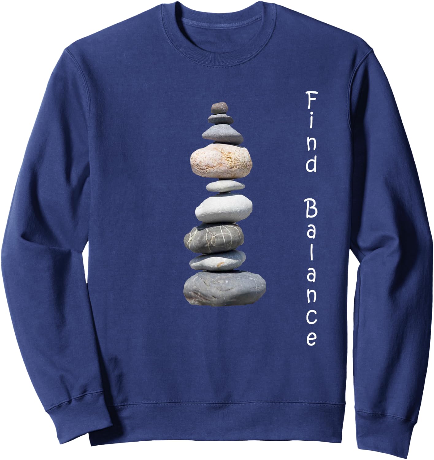 Rock Stacking Shirt Find Balance Nature Cairn Sweatshirt - Sweatshirt | Navy