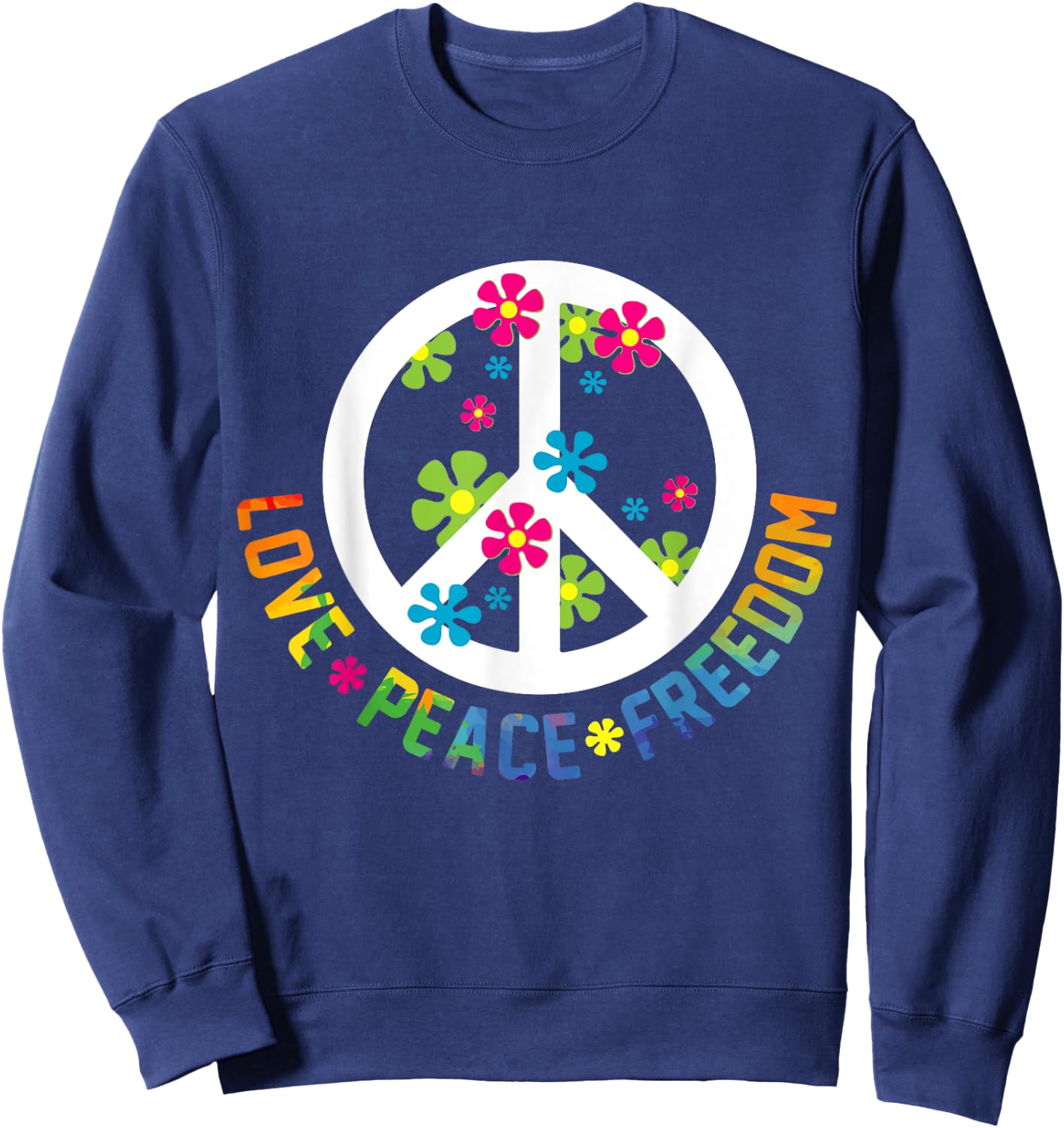 Peace Love Hippie Costume Tie Die 60s 70s Yoga Outfit Gift Sweatshirt - Sweatshirt | Navy