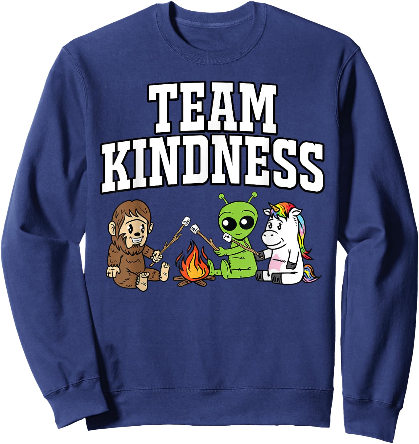 Team Kindness Sasquatch Alien Unicorn Teacher Shirt Gift Men Women Kids Sweatshirt - Sweatshirt | Navy