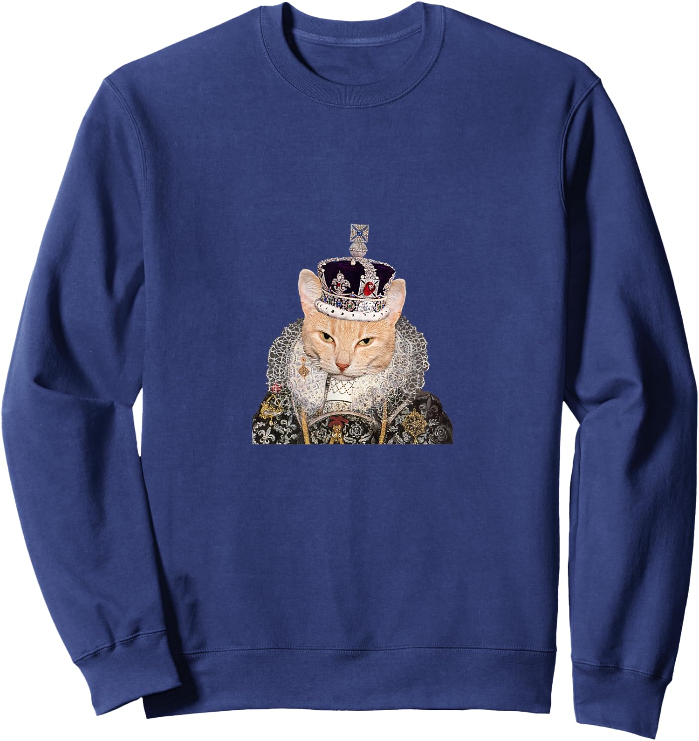 Tudor Cat With Crown Shirt Men Women Girls Kids Sweatshirt - Sweatshirt | Navy