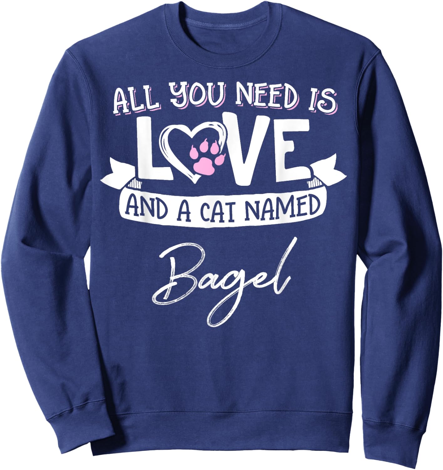 Cute Cat Named Bagel Shirt and Girls Sweatshirt - Sweatshirt | Navy