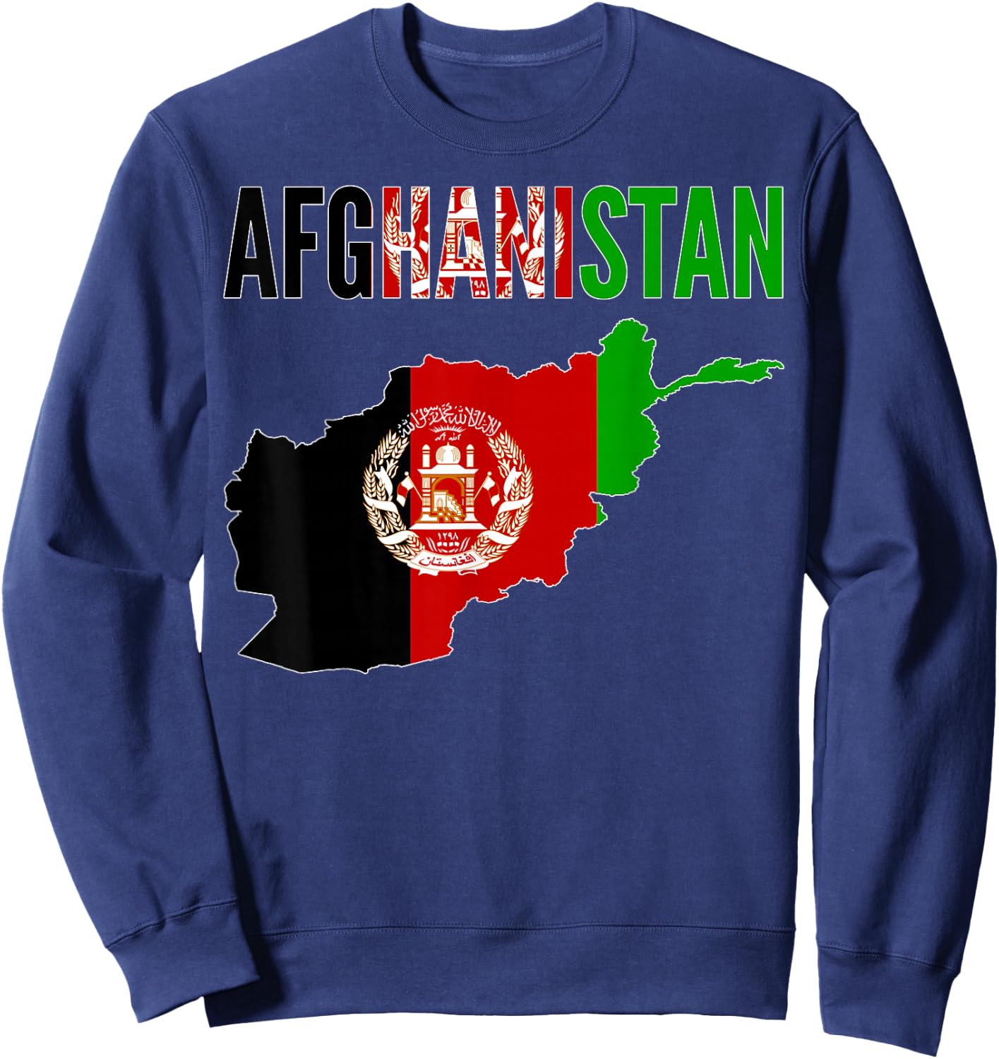 Afghan - Afghanistan Country Map Flag Sweatshirt - Sweatshirt | Navy