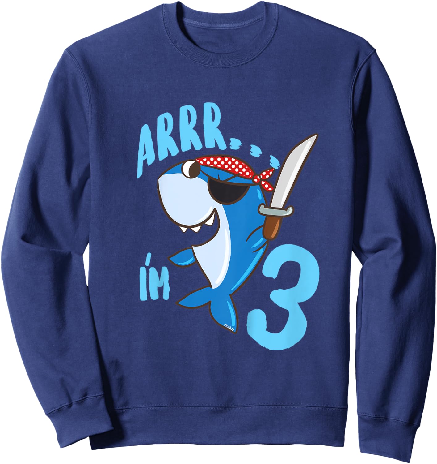 Kids 3rd Birthday Gift Boys Shark Pirate 3 Years Sweatshirt - Sweatshirt | Navy