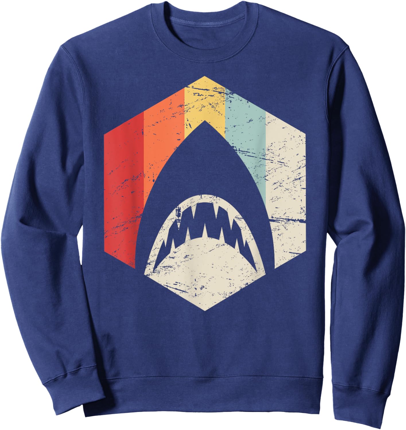 Retro Great White Shark Sweatshirt - Sweatshirt | Navy