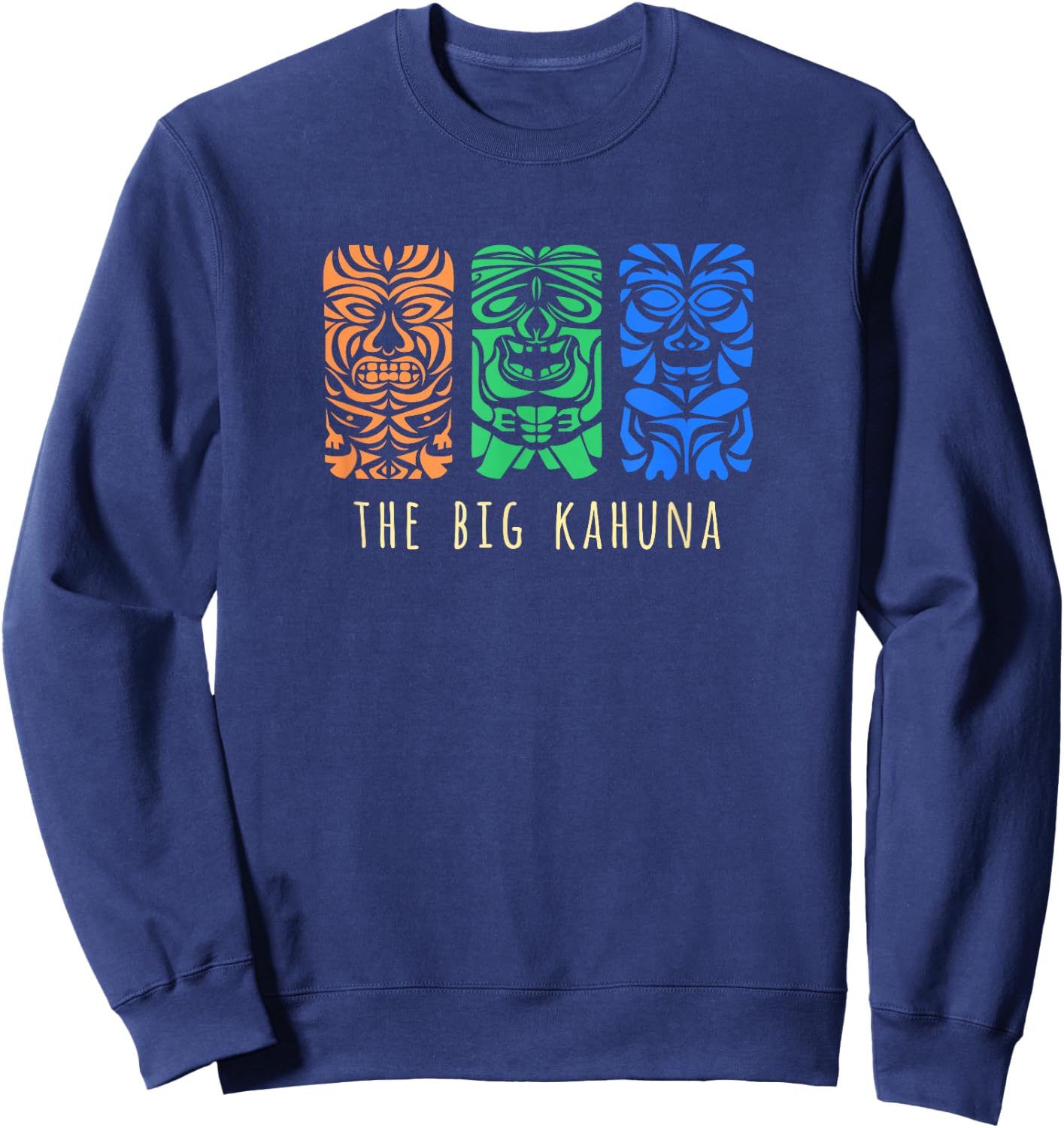 Hawaii Tiki Polynesian Big Kahuna Surfer Retro Hawaiian Sweatshirt - Sweatshirt | Navy