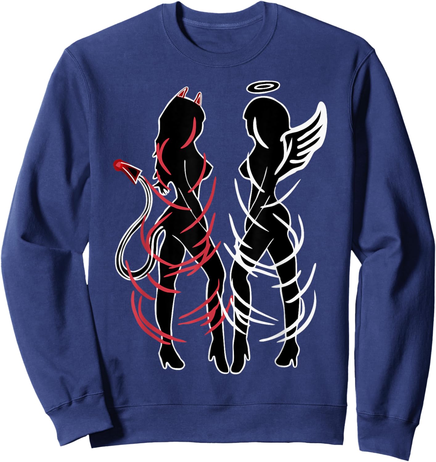 Sexy Women Illustration Duality Symbol Devil And Angel Girls Sweatshirt - Sweatshirt | Navy