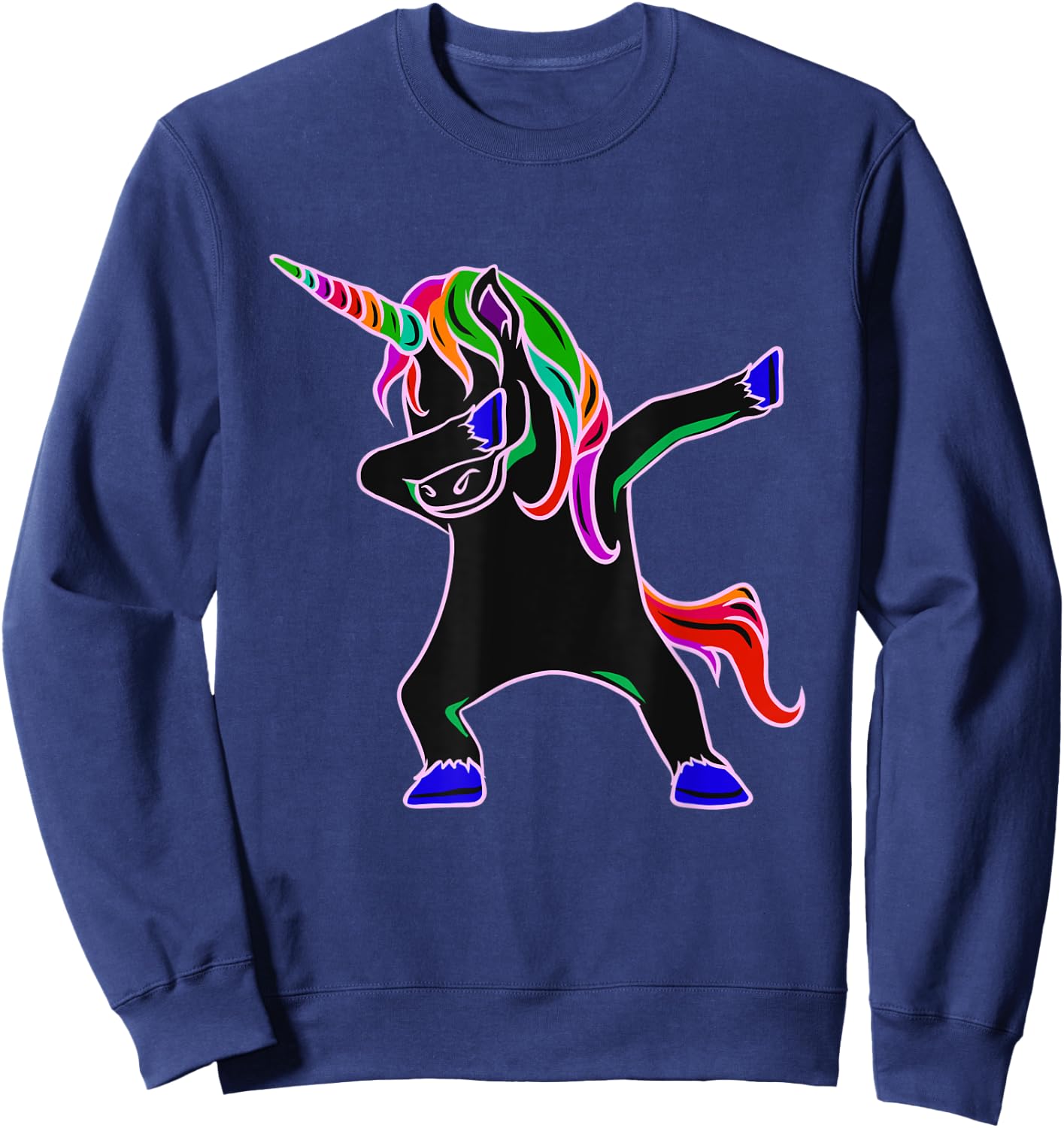 EDM Rave Shirt - Magical Dabbing Unicorn Festival Sweatshirt - Sweatshirt | Navy
