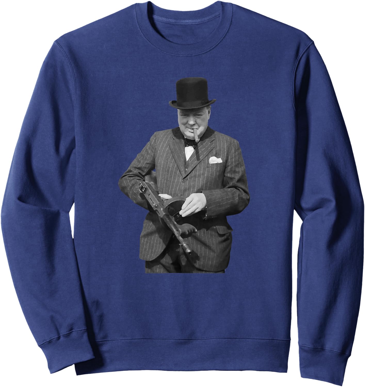 Sir Winston Churchill Tommy Gun Patriot Sweatshirt - Sweatshirt | Navy