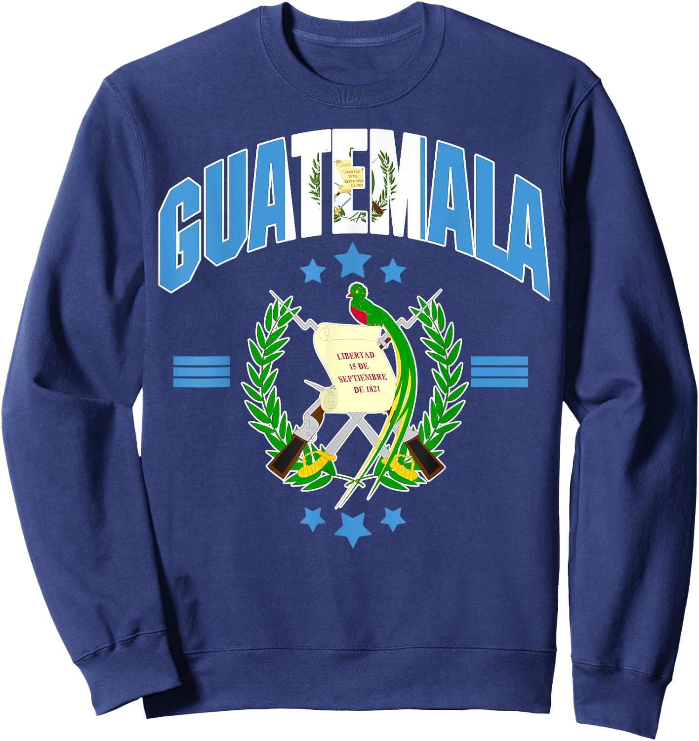Love Guatemala With Guatemala Flag Quetzal Bird Emblem Sweatshirt - Sweatshirt | Navy