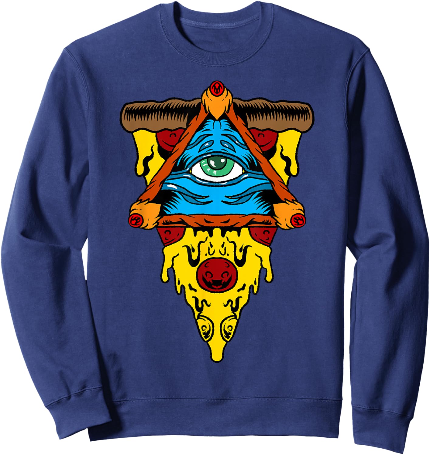Pizza Illuminati Cool All Seeing Eye Conspiracy Gift Sweatshirt - Sweatshirt | Navy