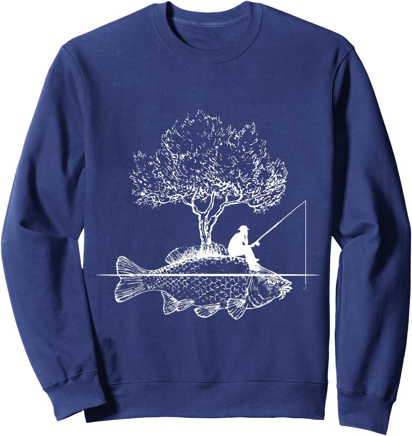 Fishing Fish Island Surreal Carp Angler Sweatshirt - Sweatshirt | Navy