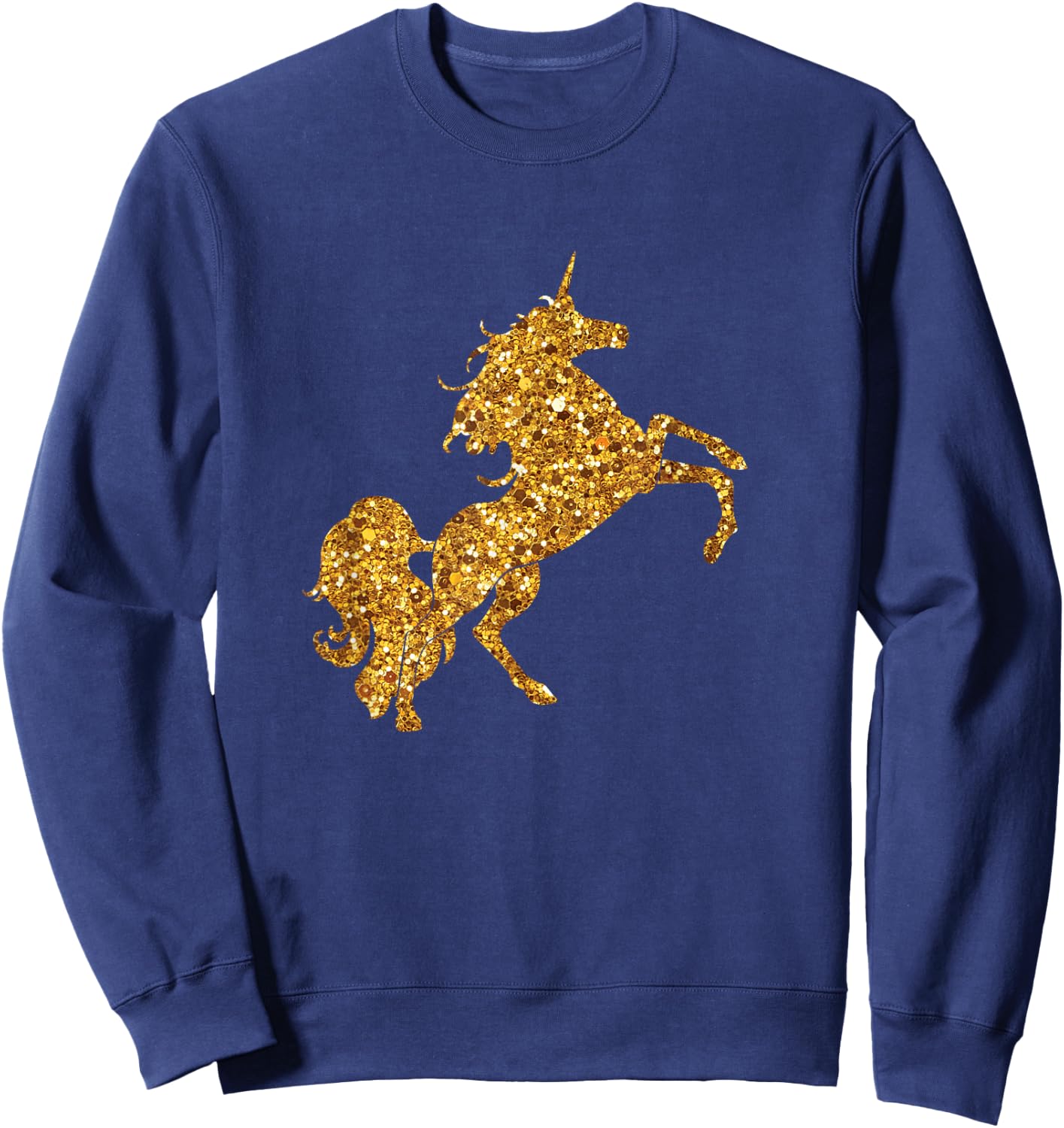 Gold Glitter Style Unicorn T Shirt Sweatshirt - Sweatshirt | Navy