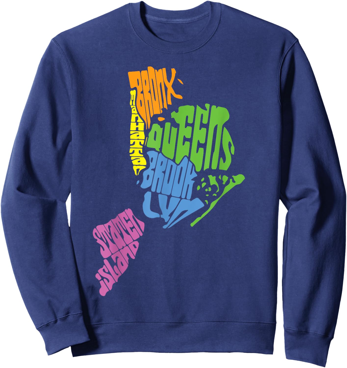 New York City Five Boroughs Map Retro Sweatshirt - Sweatshirt | Navy