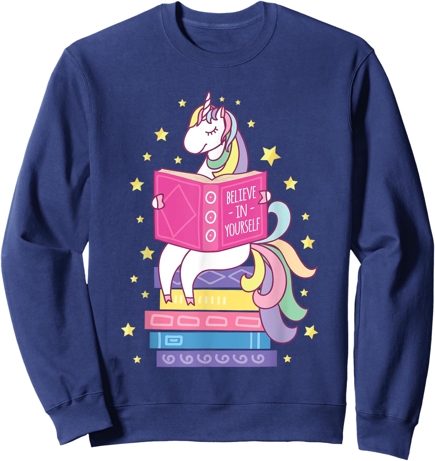 Reading Library Unicorn Read Books Lover Reader Gift Sweatshirt - Sweatshirt | Navy