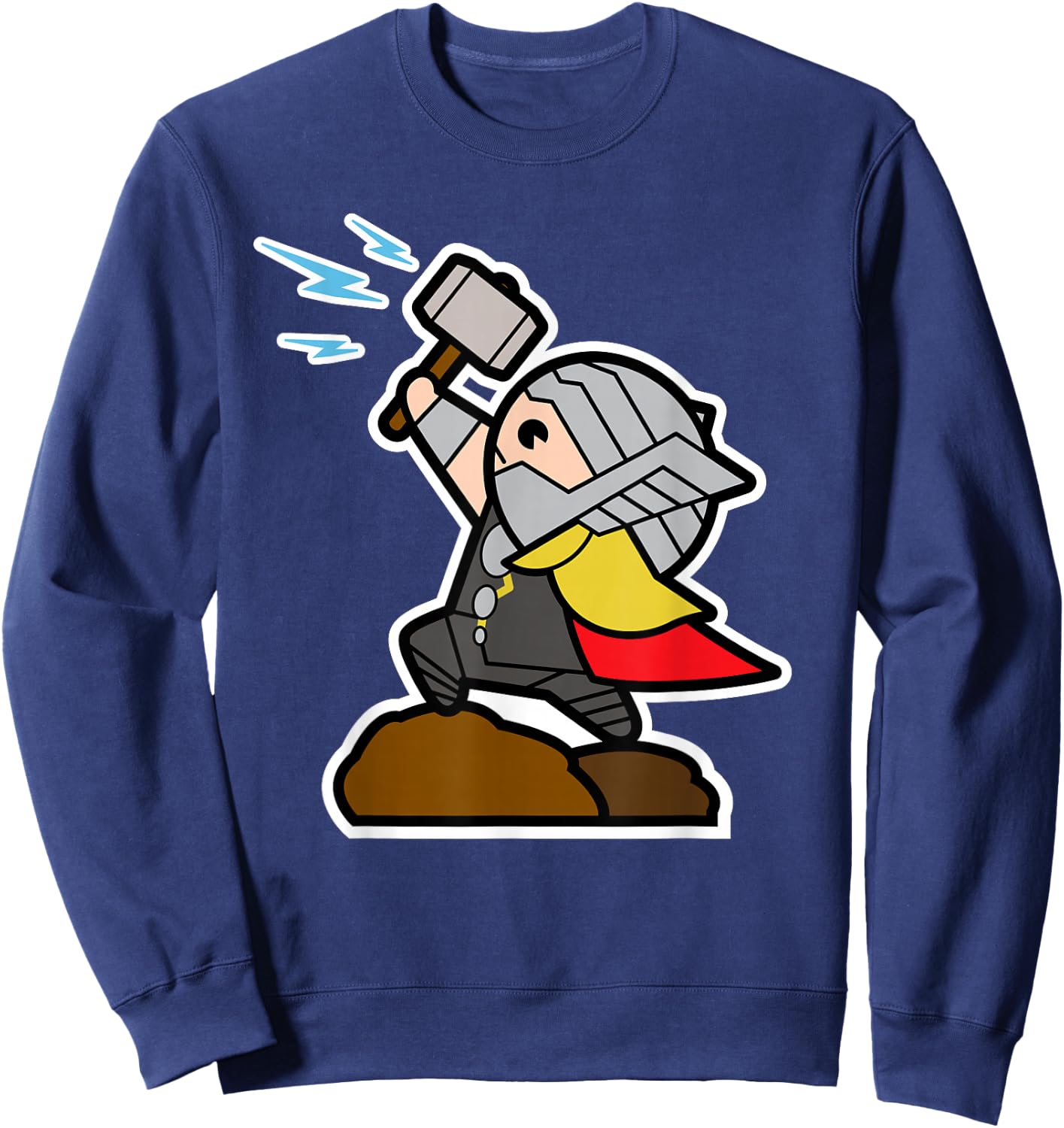 Marvel Thor Mjolnir Hammer Cute Kawaii Graphic Sweatshirt - Sweatshirt | Navy
