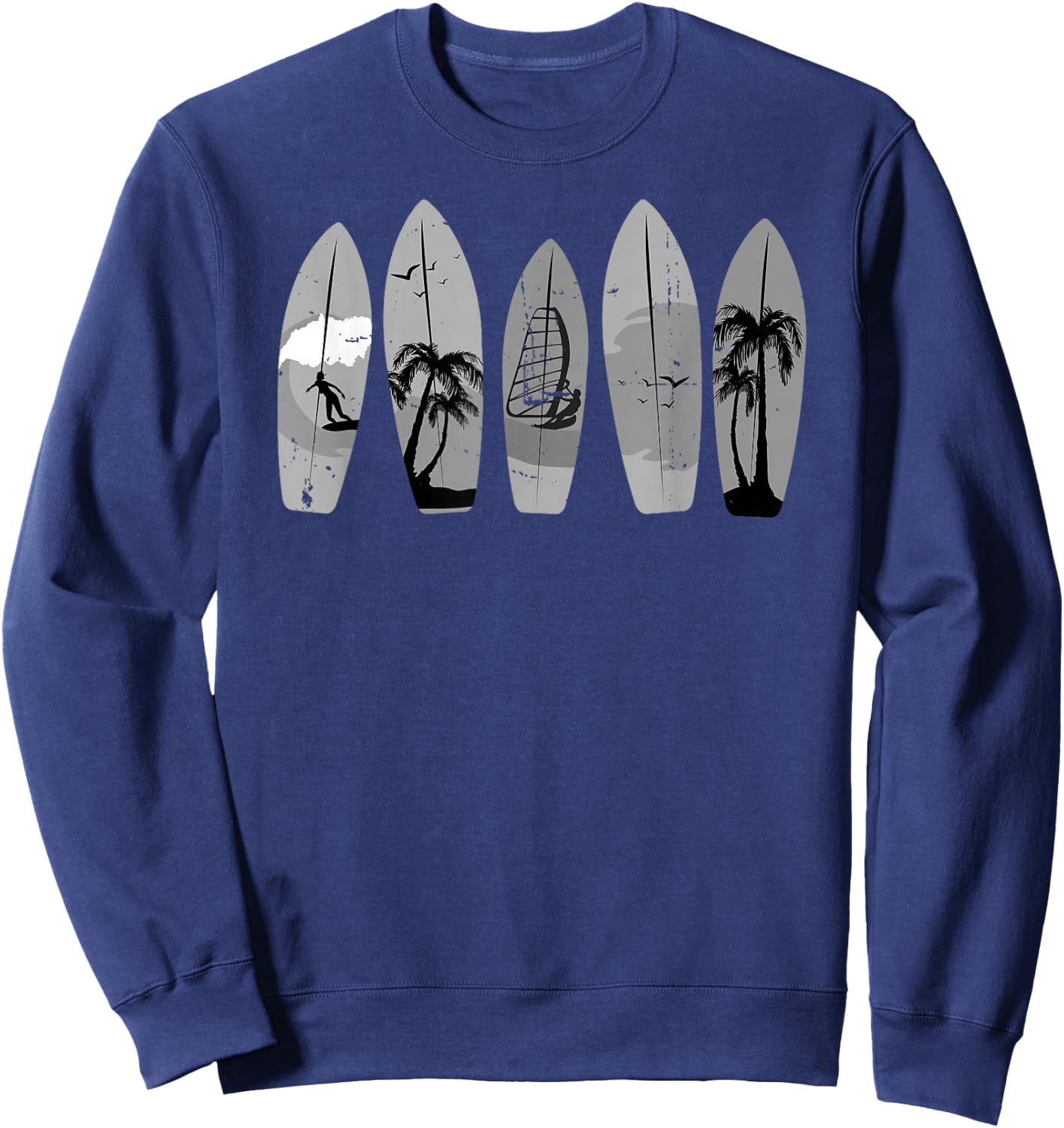 Surfing Surfboard Vintage Classic Retro Surfboarder Surfer Sweatshirt - Sweatshirt | Navy
