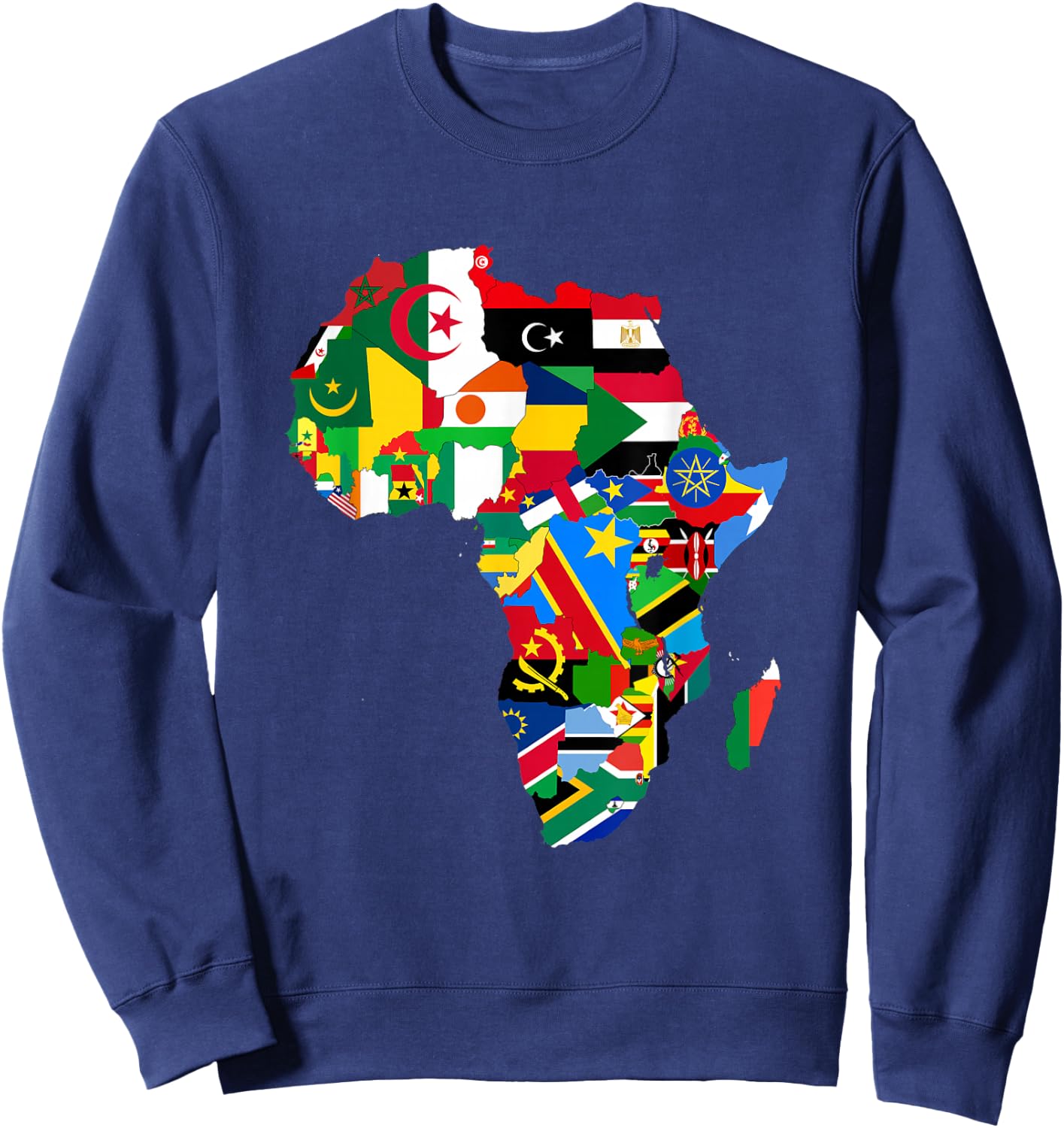 African Pride - Ethnic Map of Africa with Flags Sweatshirt - Sweatshirt | Navy