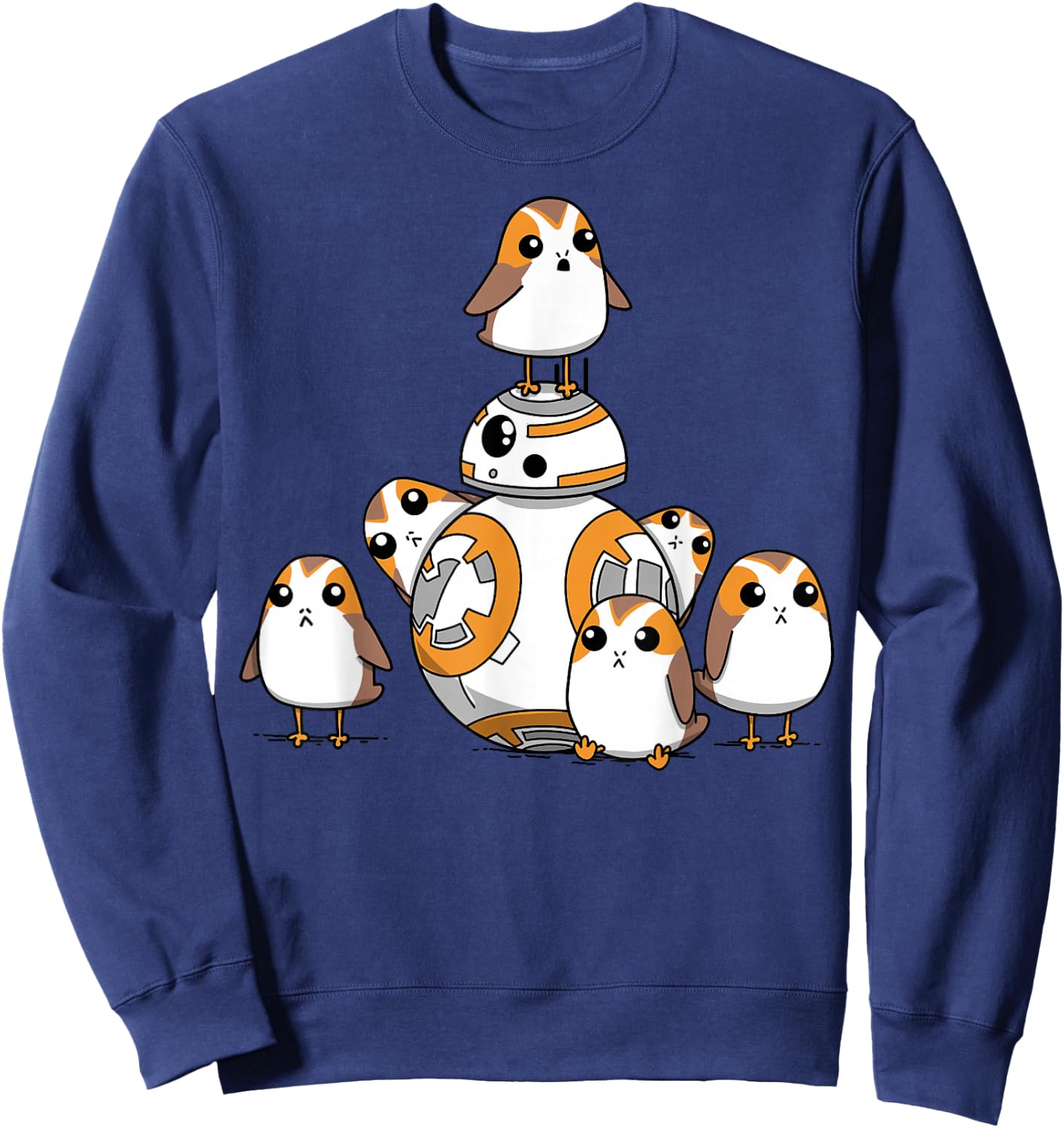 Star Wars Porgs Having Fun With BB-8 Portrait Sweatshirt - Sweatshirt | Navy