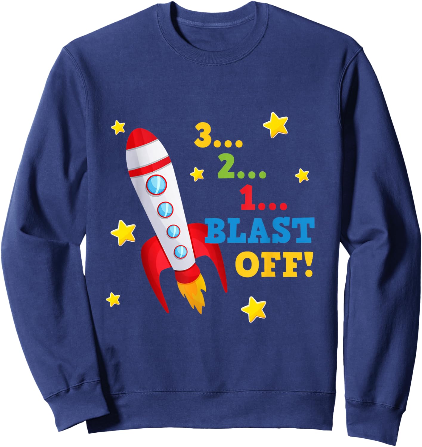 3 2 1 Blast Off Into Space Short Sleeved Sweatshirt - Sweatshirt | Navy