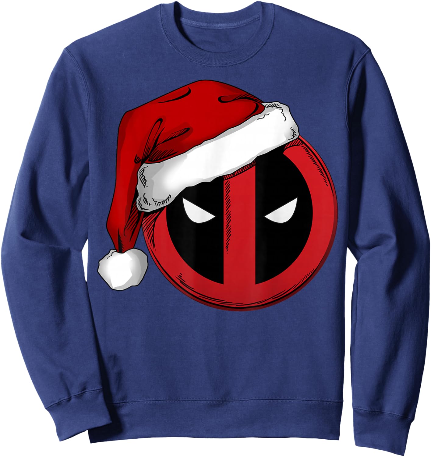 Marvel Deadpool Icon Santa Hat Christmas Graphic Sweatshirt - Sweatshirt | Navy