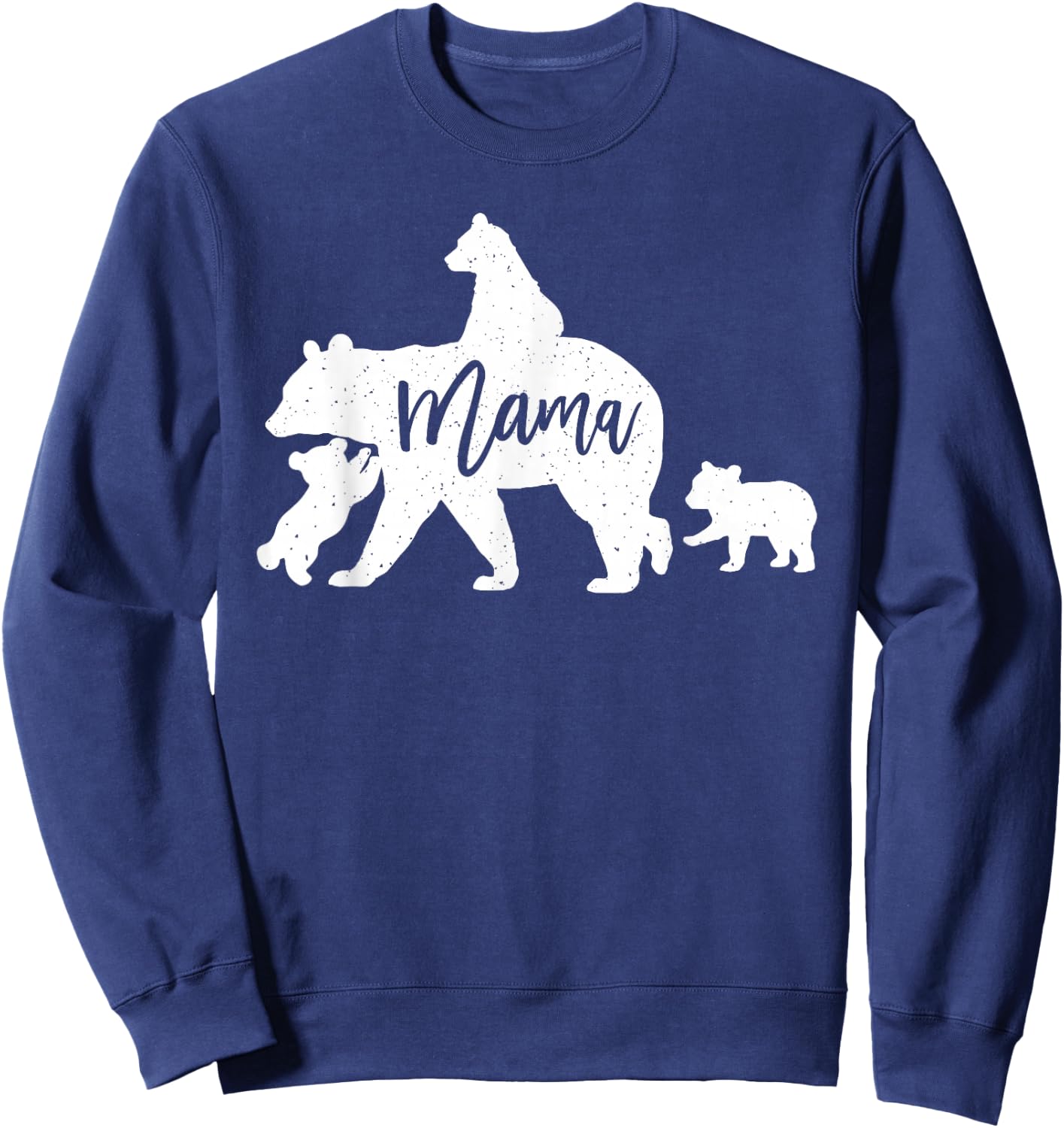 Mama Bear 3 Baby Bear Cubs Following Riding on Back Sweatshirt - Sweatshirt | Navy