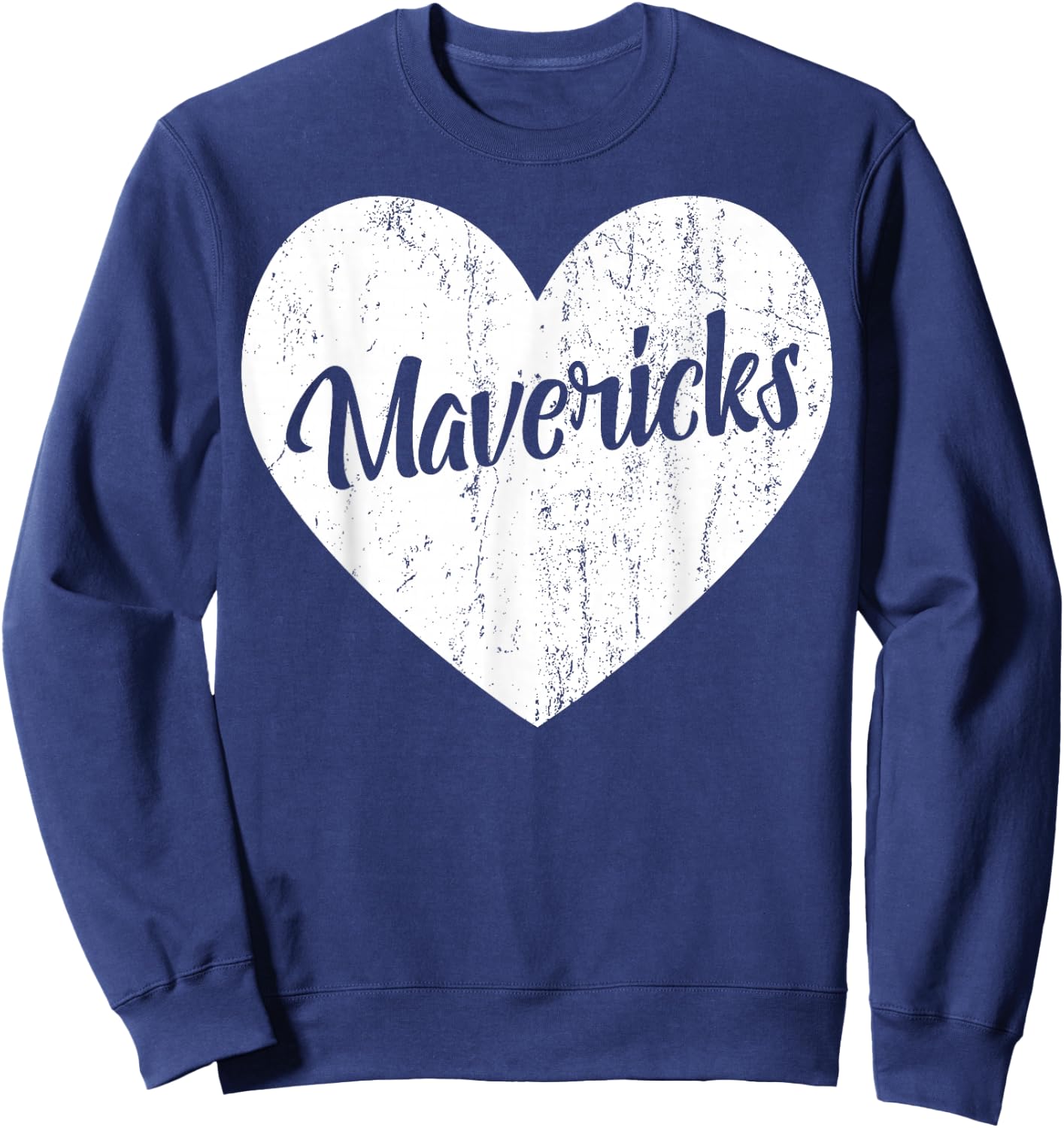 Mavericks School Sports Fan Team Spirit Mascot Heart Gift Sweatshirt - Sweatshirt | Navy