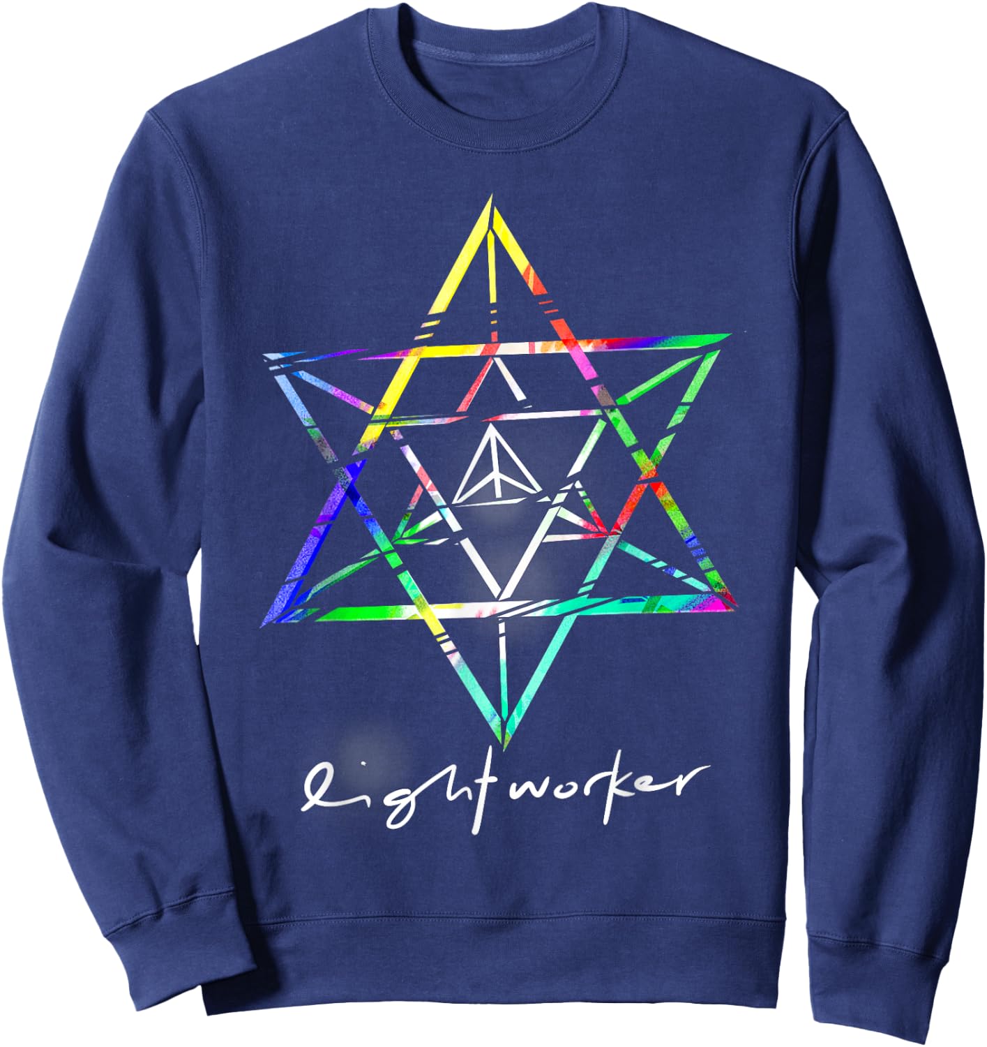 Lightworker Merkaba Sacred Geometry Abstract T Shirt Sweatshirt - Sweatshirt | Navy